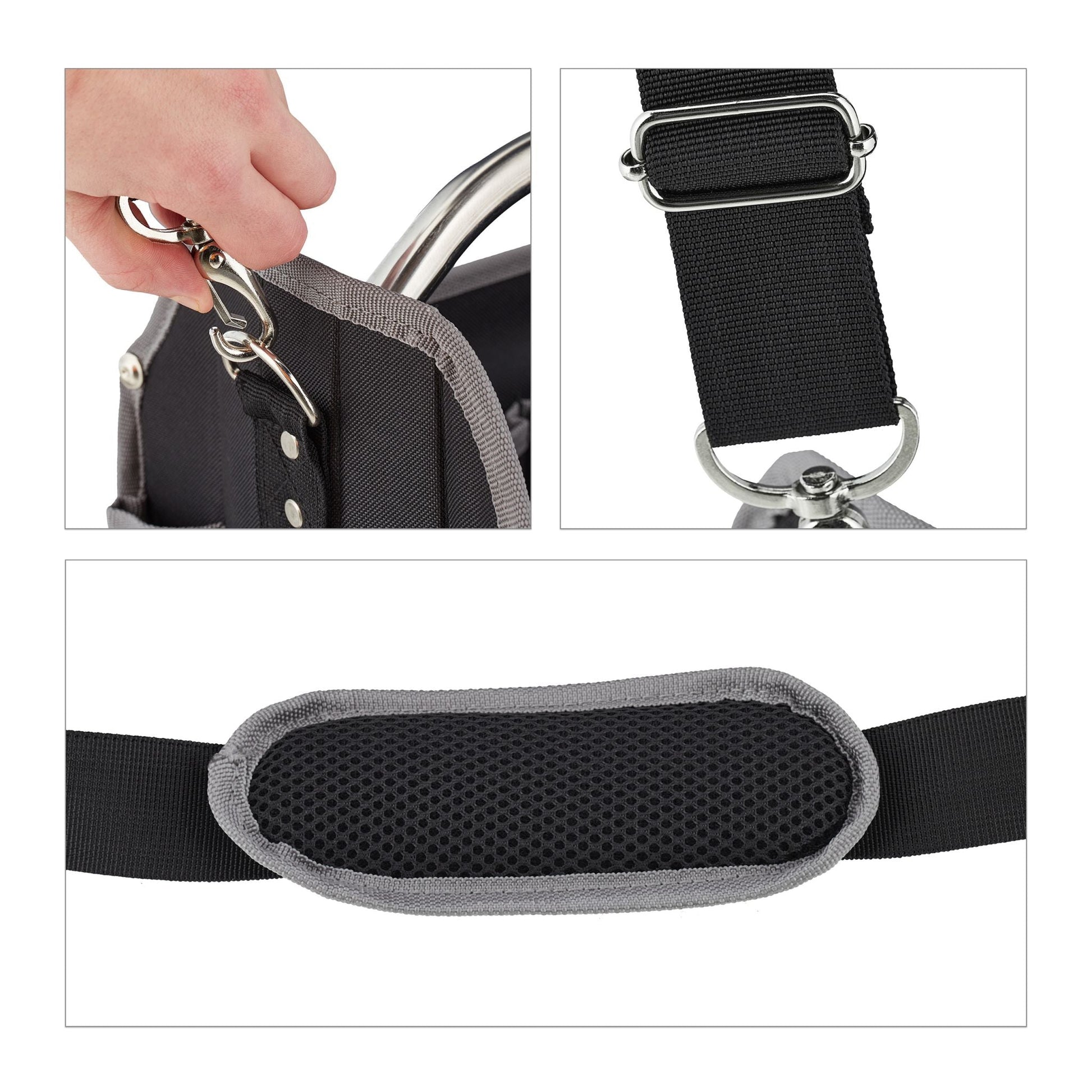 Werkzeugtasche Schwarz-Silber-Grau von Relaxdays