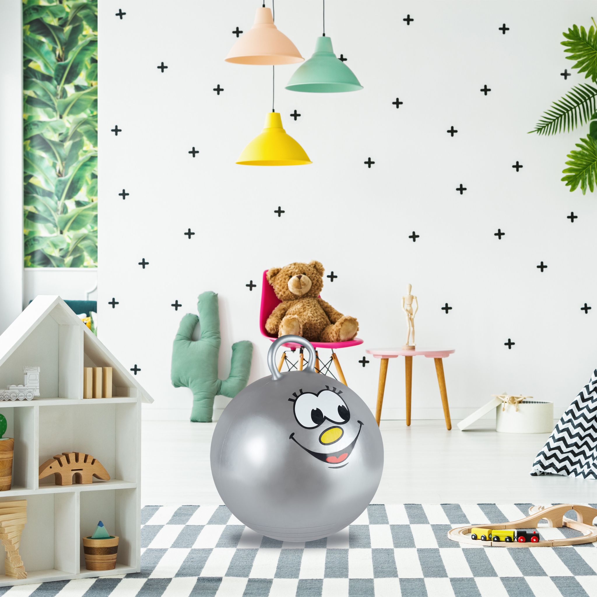 Hüpfball für Kinder Grau von Relaxdays