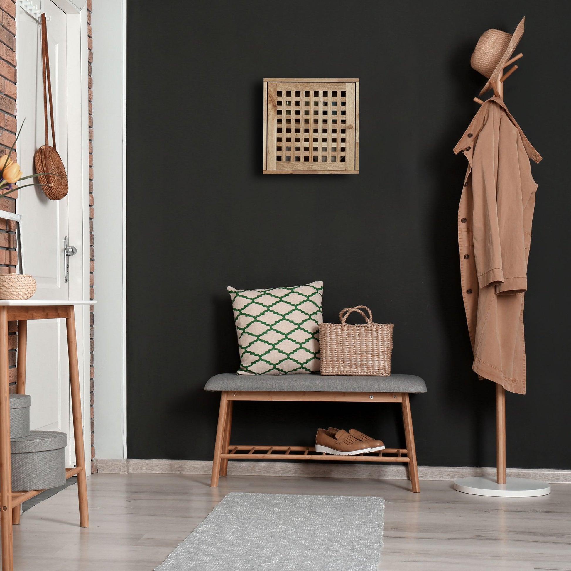 Schmaler Wandschrank Walnussholz Hellbraun von Relaxdays