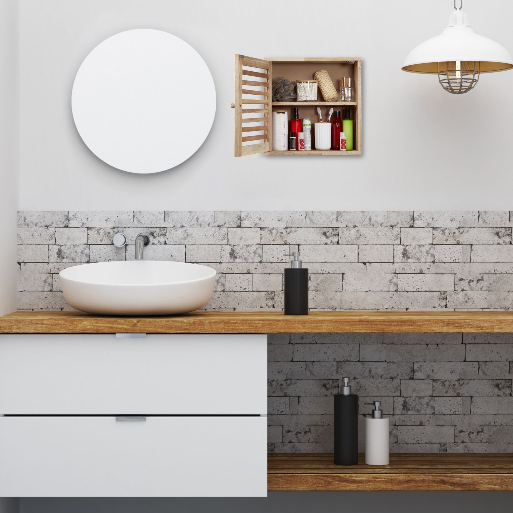 Schmaler Wandschrank Walnussholz Hellbraun von Relaxdays