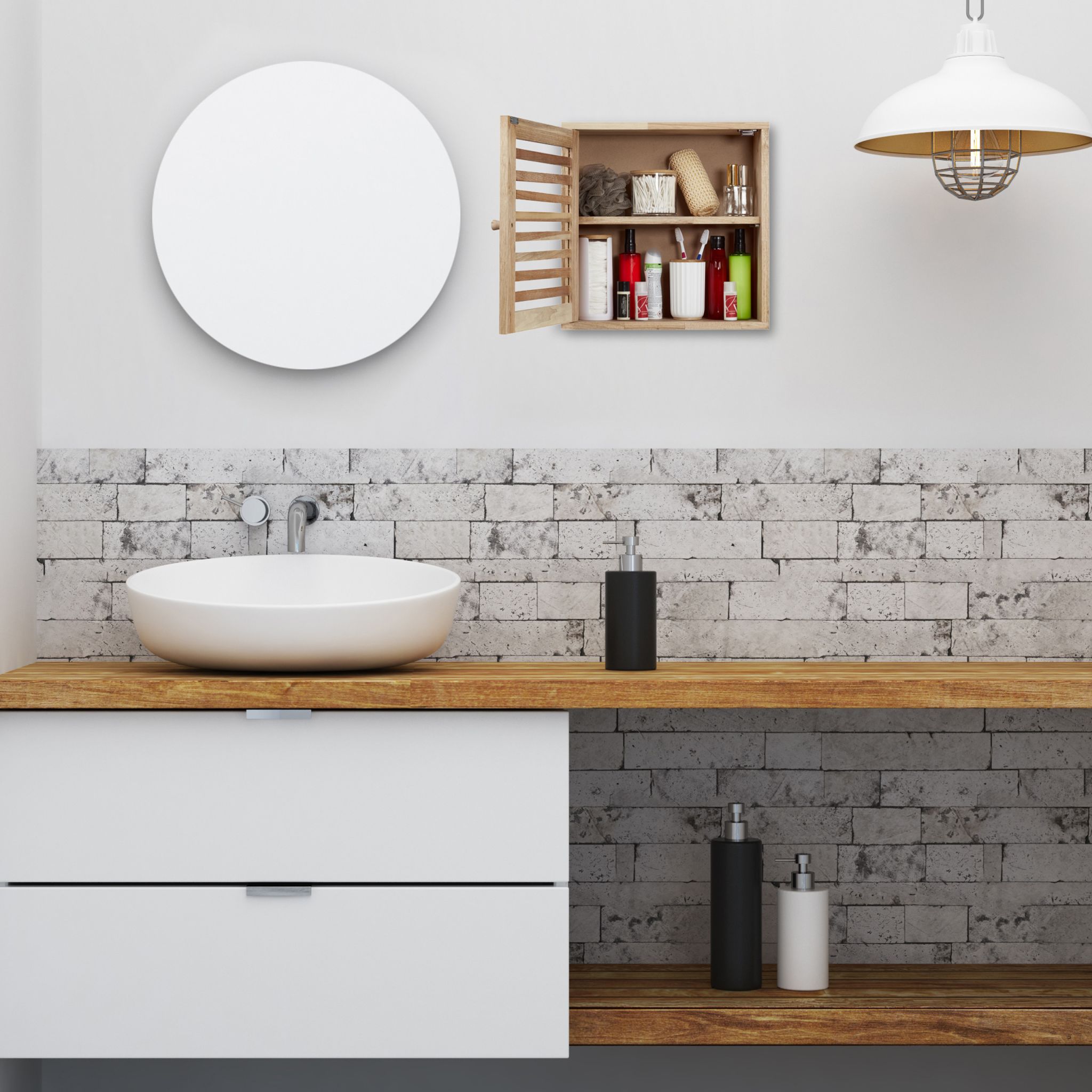 Schmaler Wandschrank Walnussholz Hellbraun von Relaxdays