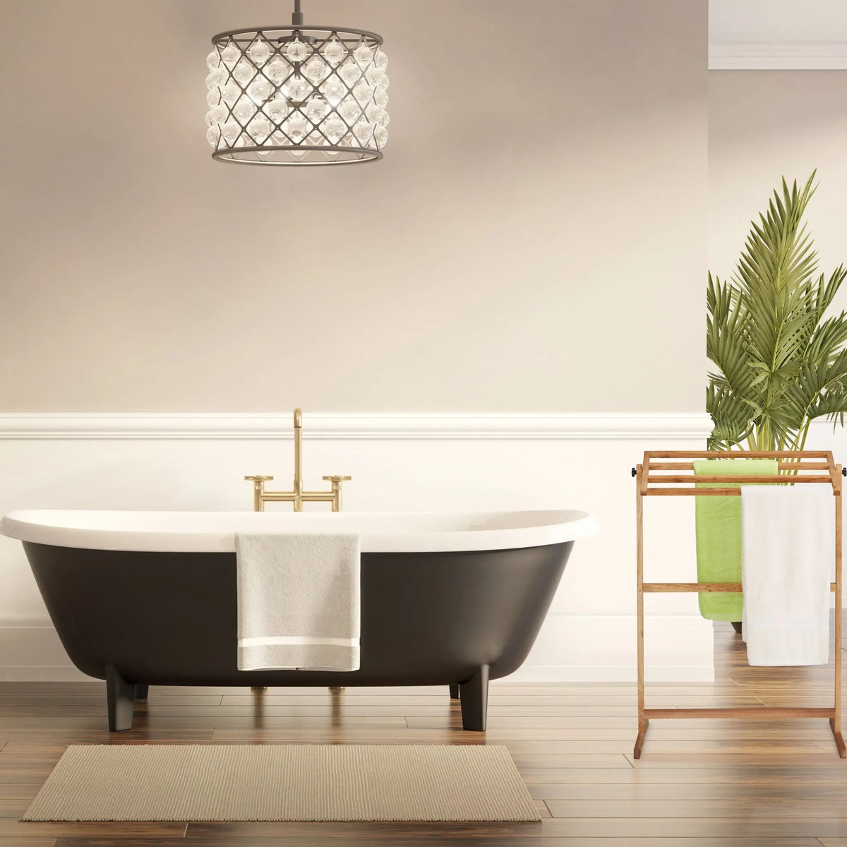 Handtuchhalter stehend Walnuss Hellbraun von Relaxdays