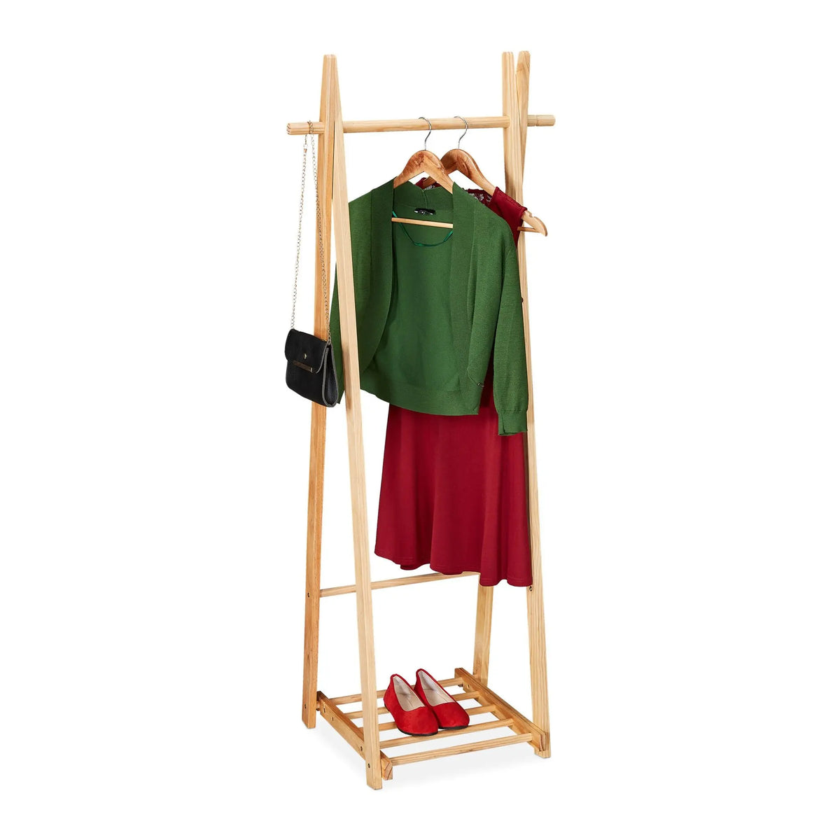 Kleiderständer mit Schubablage Hellbraun von Relaxdays
