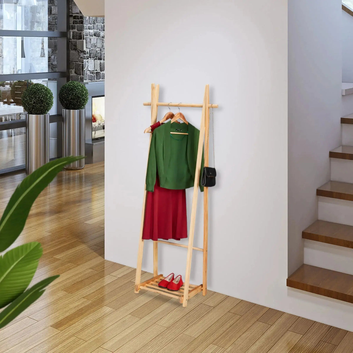 Kleiderständer mit Schubablage Hellbraun von Relaxdays