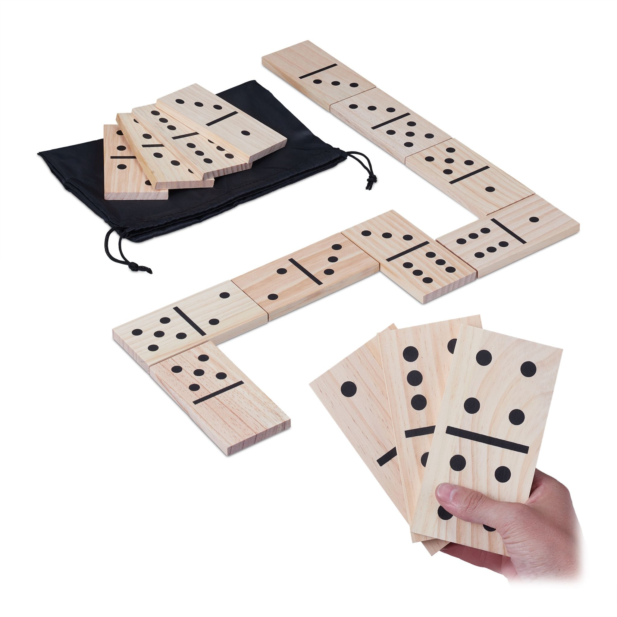 Domino 28-tlg. Hellbraun-Schwarz von Relaxdays