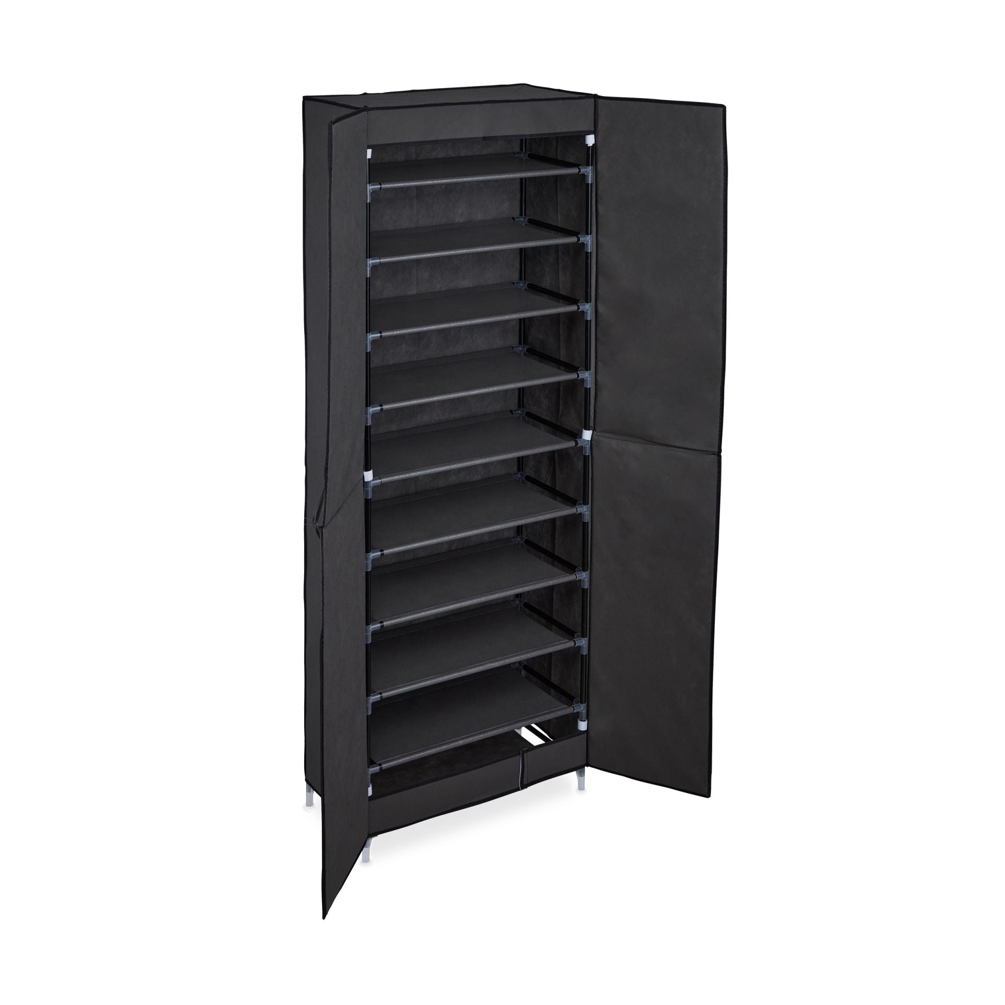 Schuhschrank Stoff 30 Paar Schuhe Anthrazit-Schwarz von Relaxdays