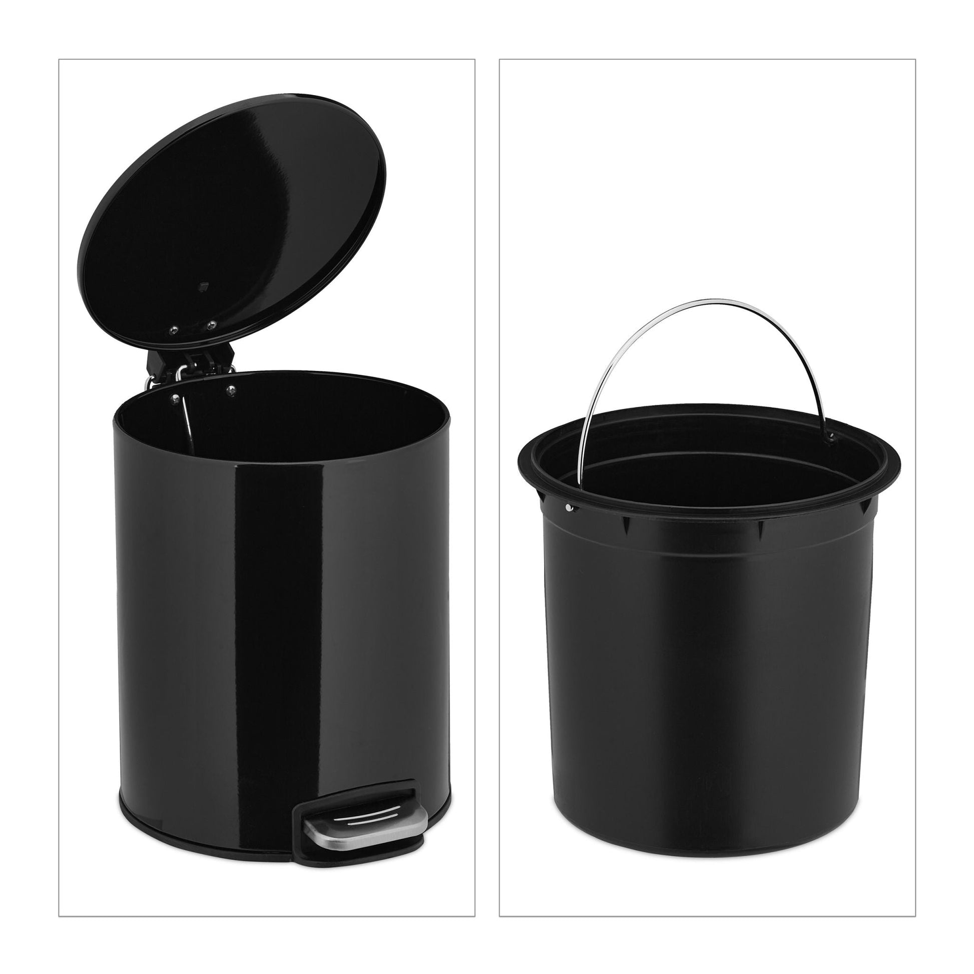 Kosmetikeimer 5L Schwarz-Silber von Relaxdays