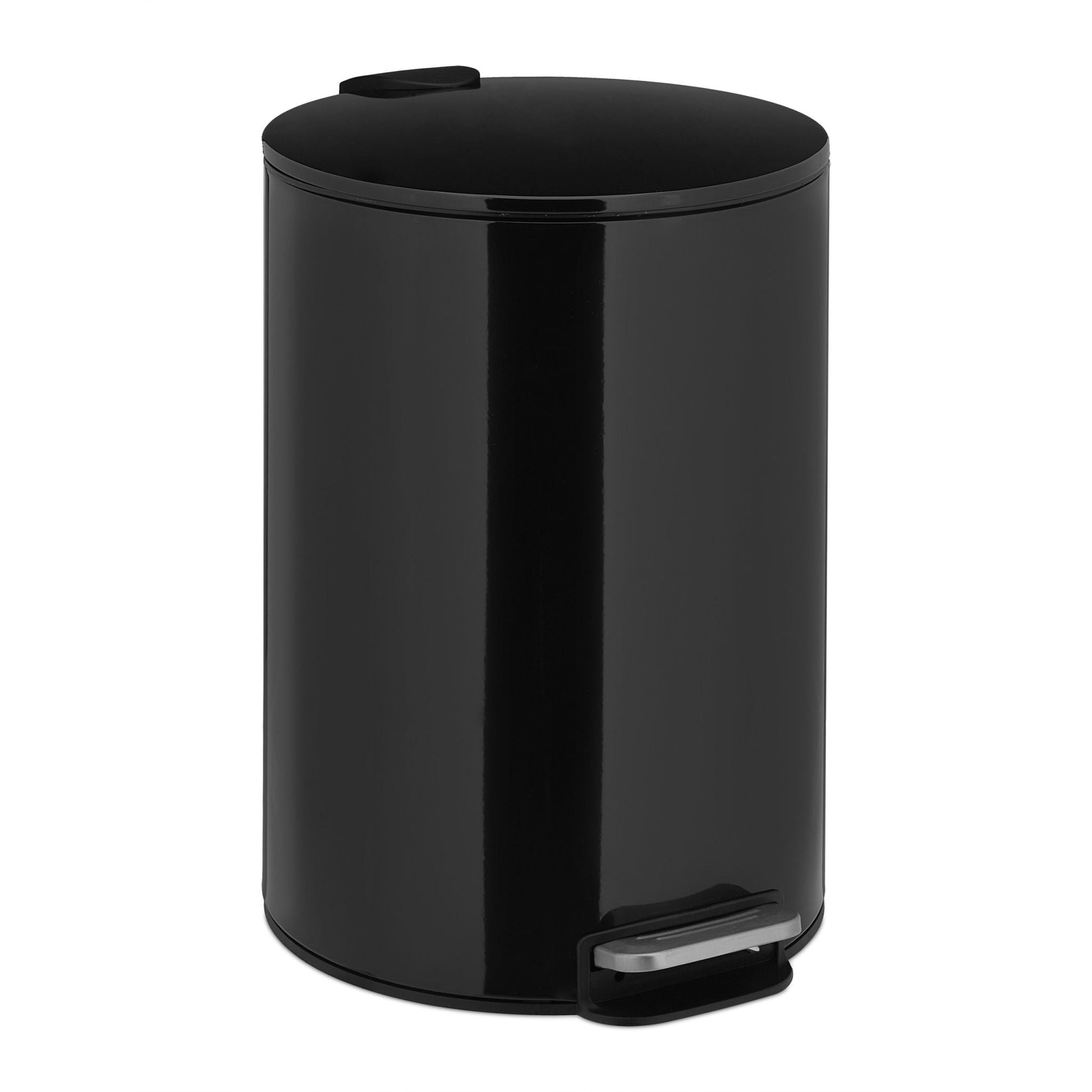 Treteimer 12L Schwarz-Silber von Relaxdays