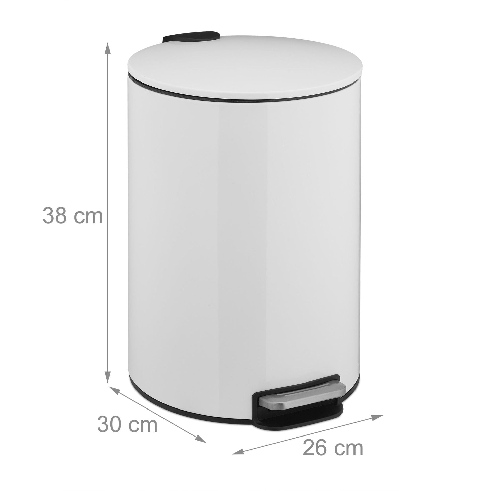 Treteimer 12L Weiss-Silber von Relaxdays