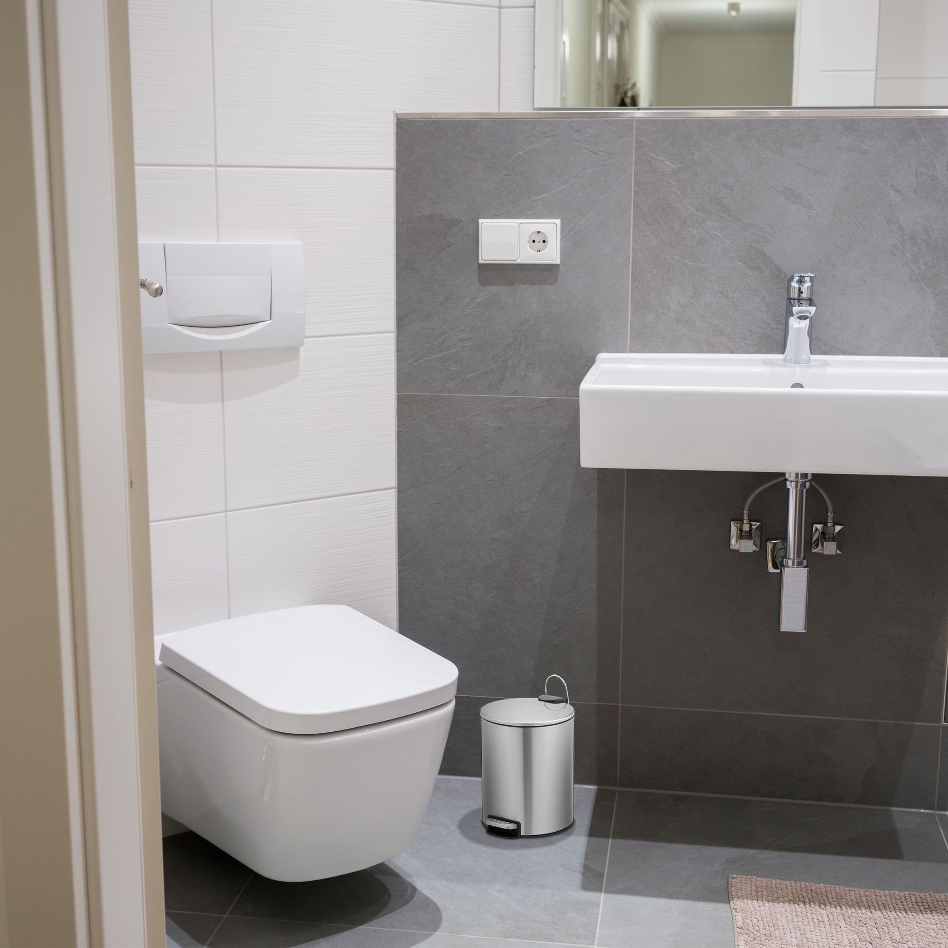 Kosmetikeimer 5L Edelstahl Schwarz-Silber von Relaxdays