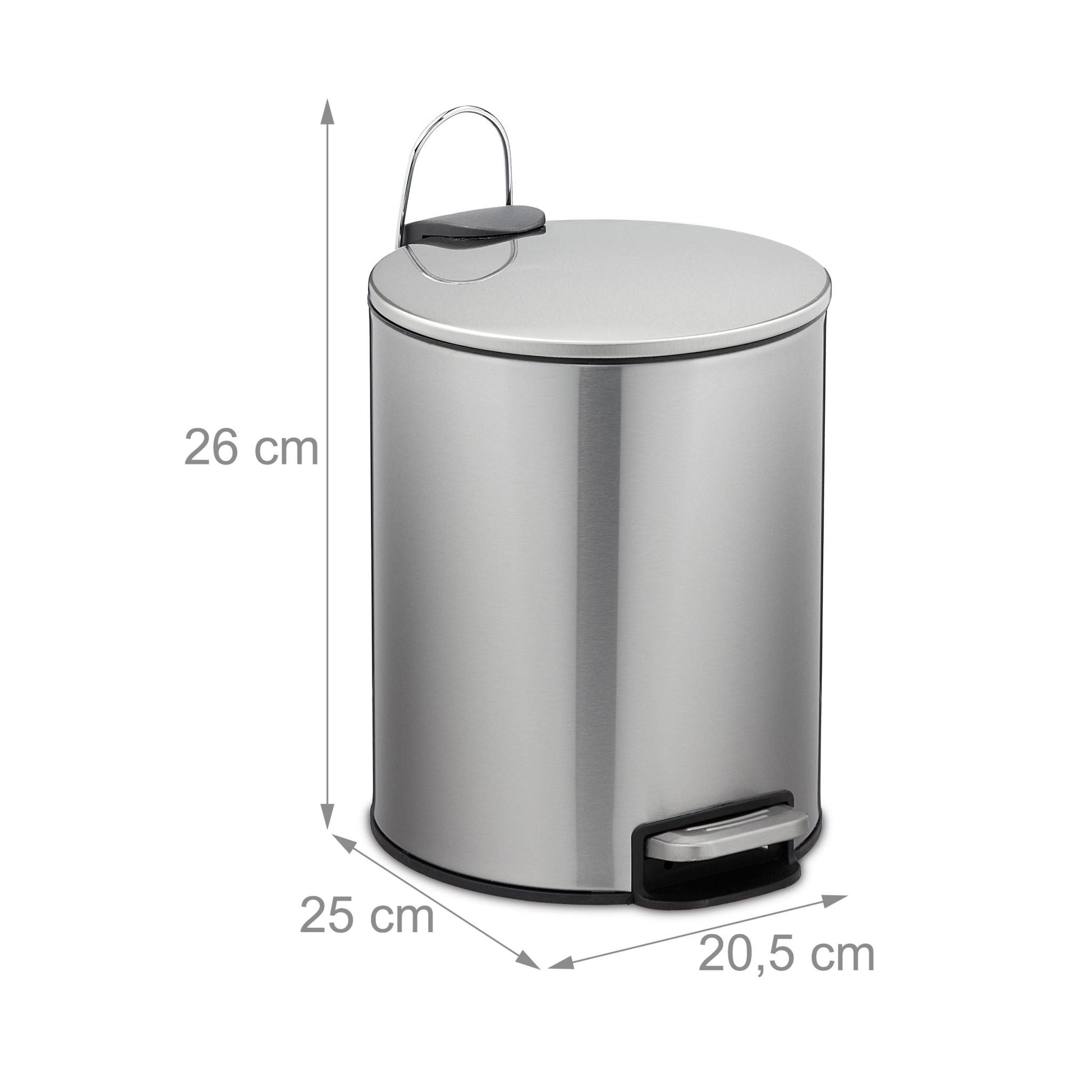 Kosmetikeimer 5L Edelstahl Schwarz-Silber von Relaxdays