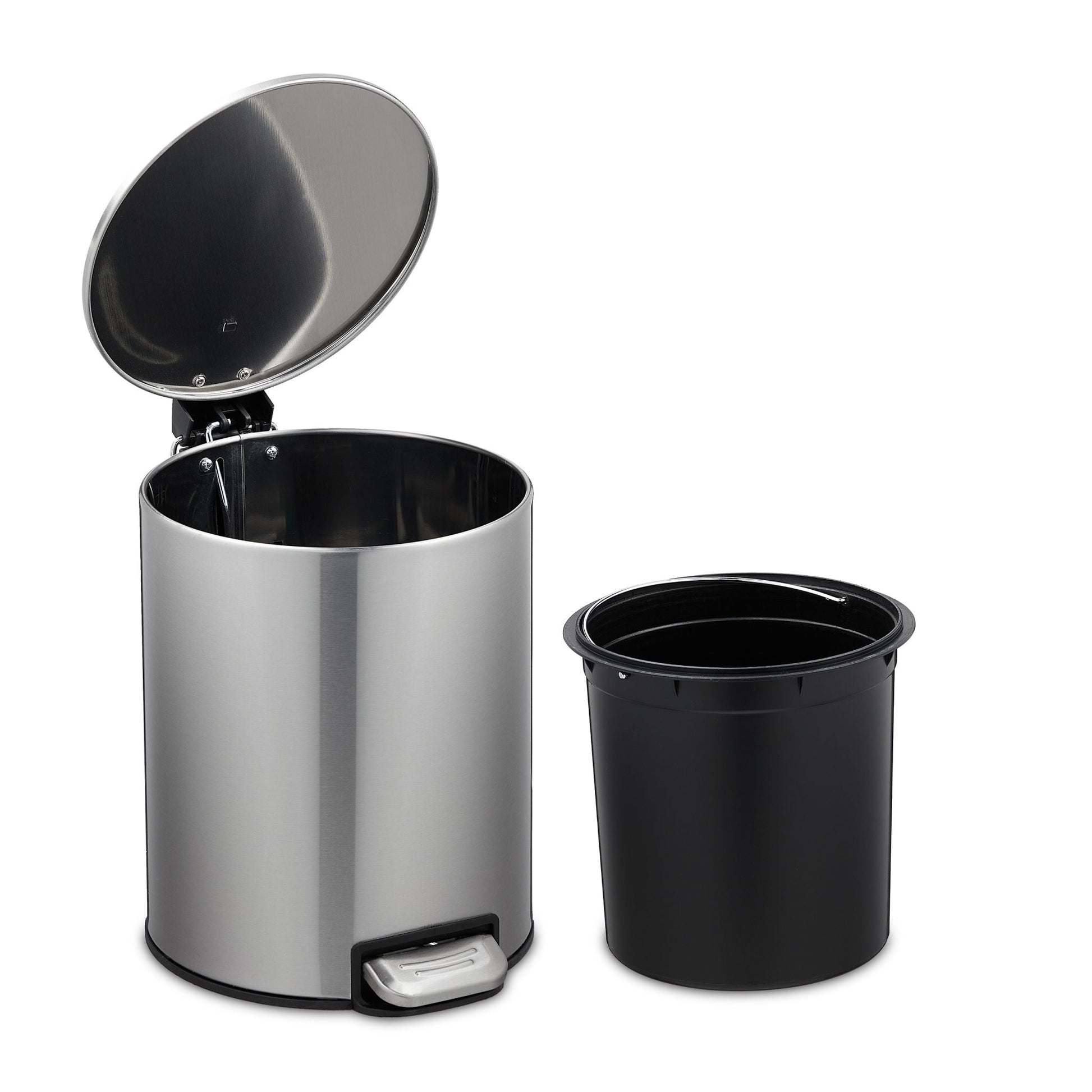Kosmetikeimer 5L Edelstahl Schwarz-Silber von Relaxdays