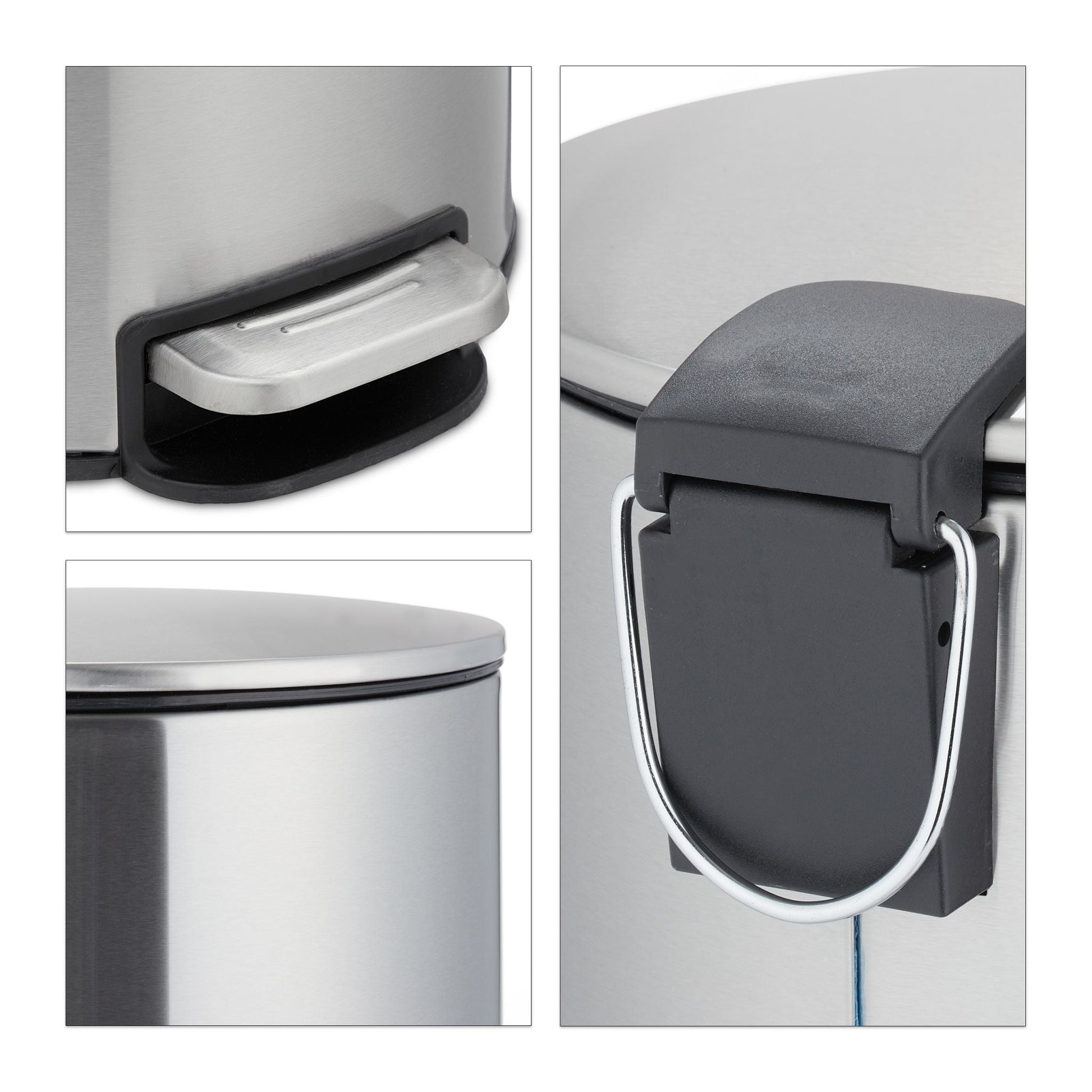 Kosmetikeimer 5L Edelstahl Schwarz-Silber von Relaxdays