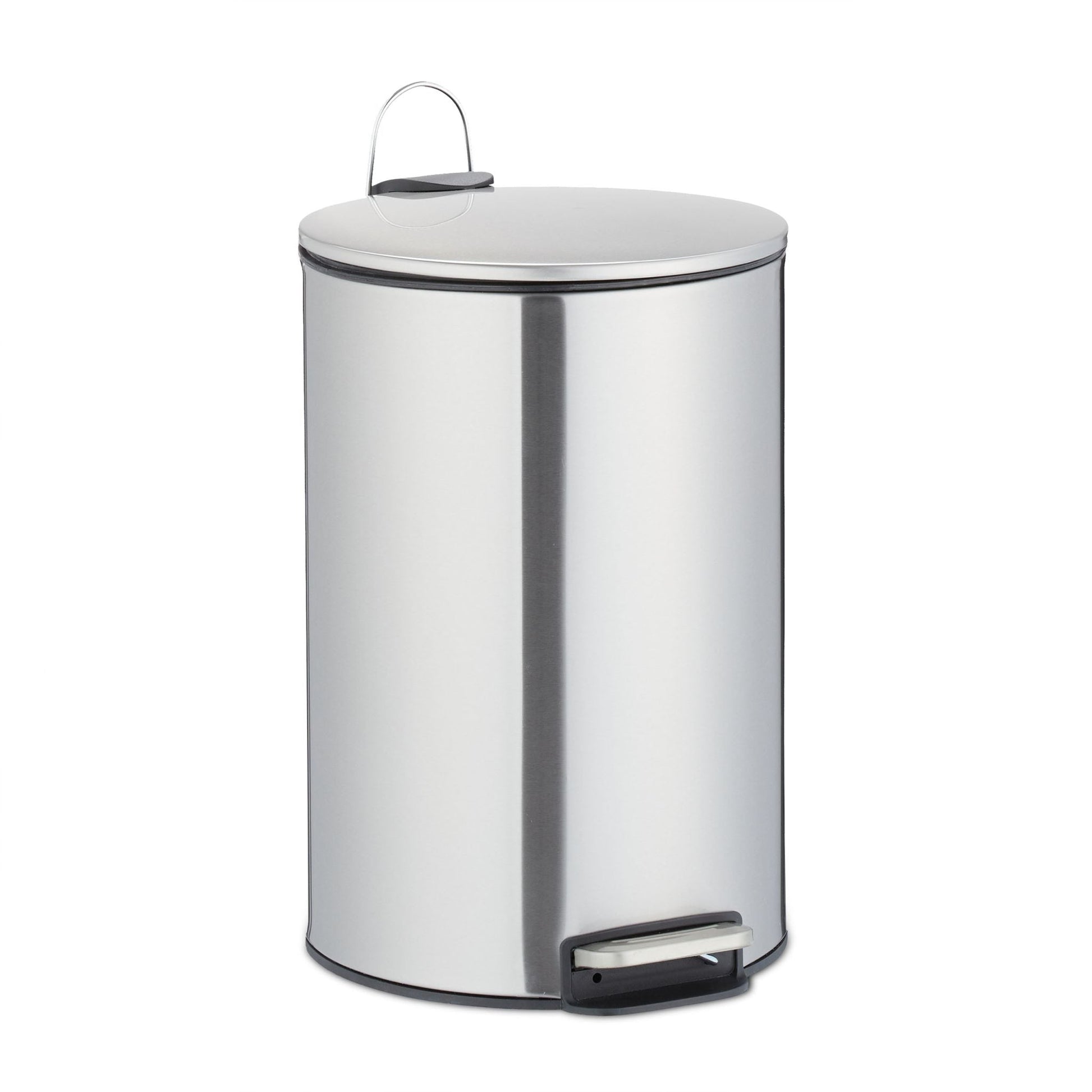 Treteimer 12L Edelstahl Schwarz-Silber von Relaxdays