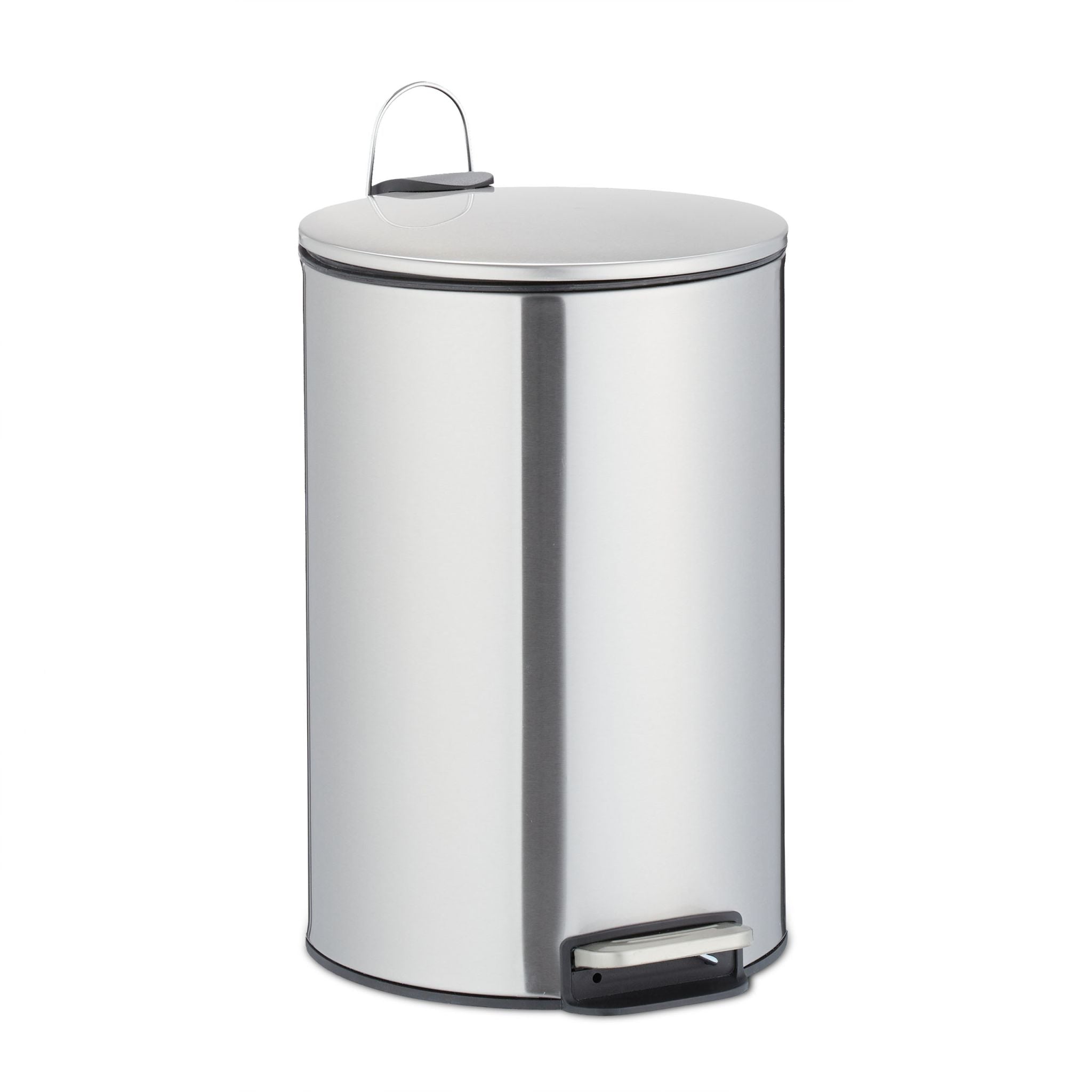 Treteimer 12L Edelstahl Schwarz-Silber von Relaxdays