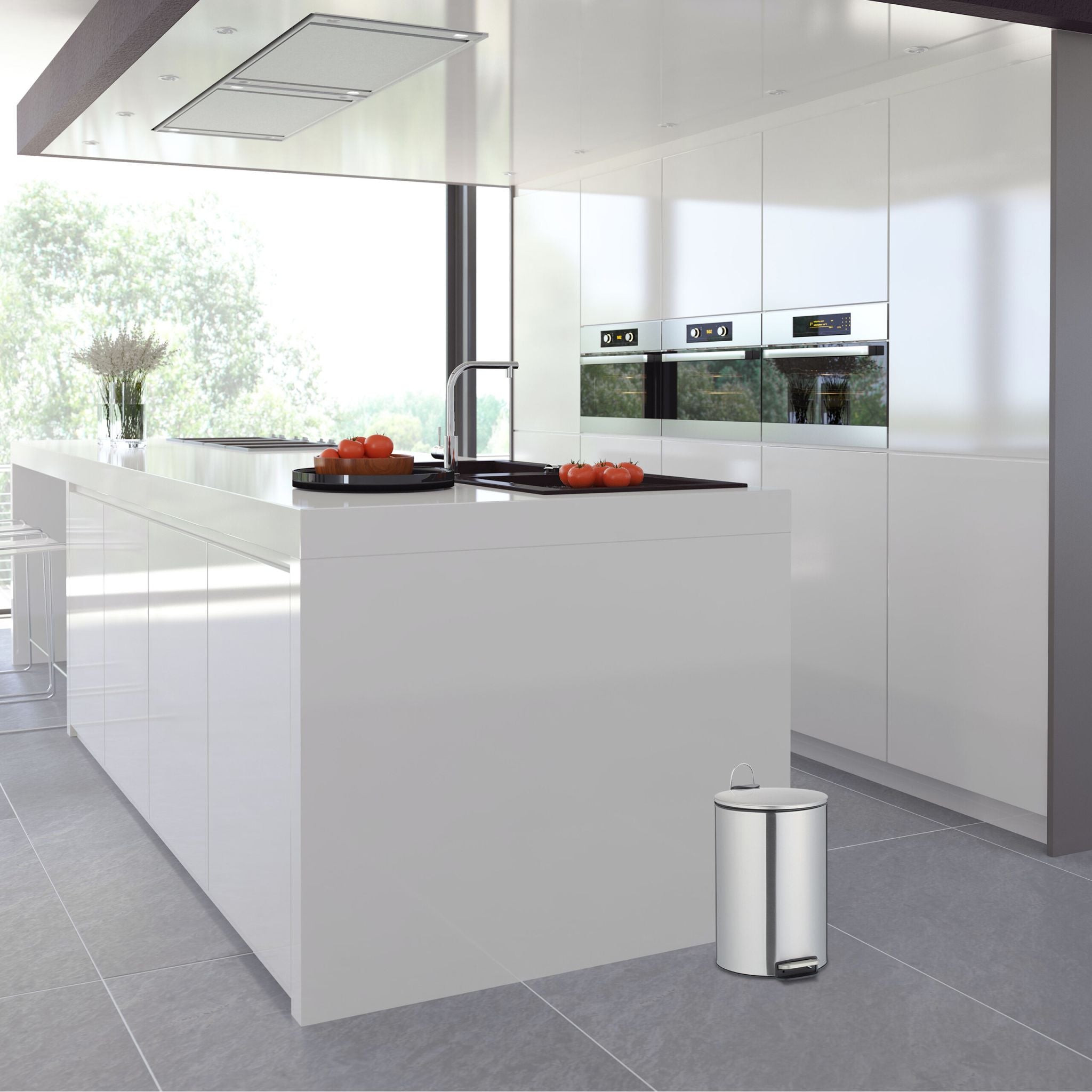 Treteimer 12L Edelstahl Schwarz-Silber von Relaxdays