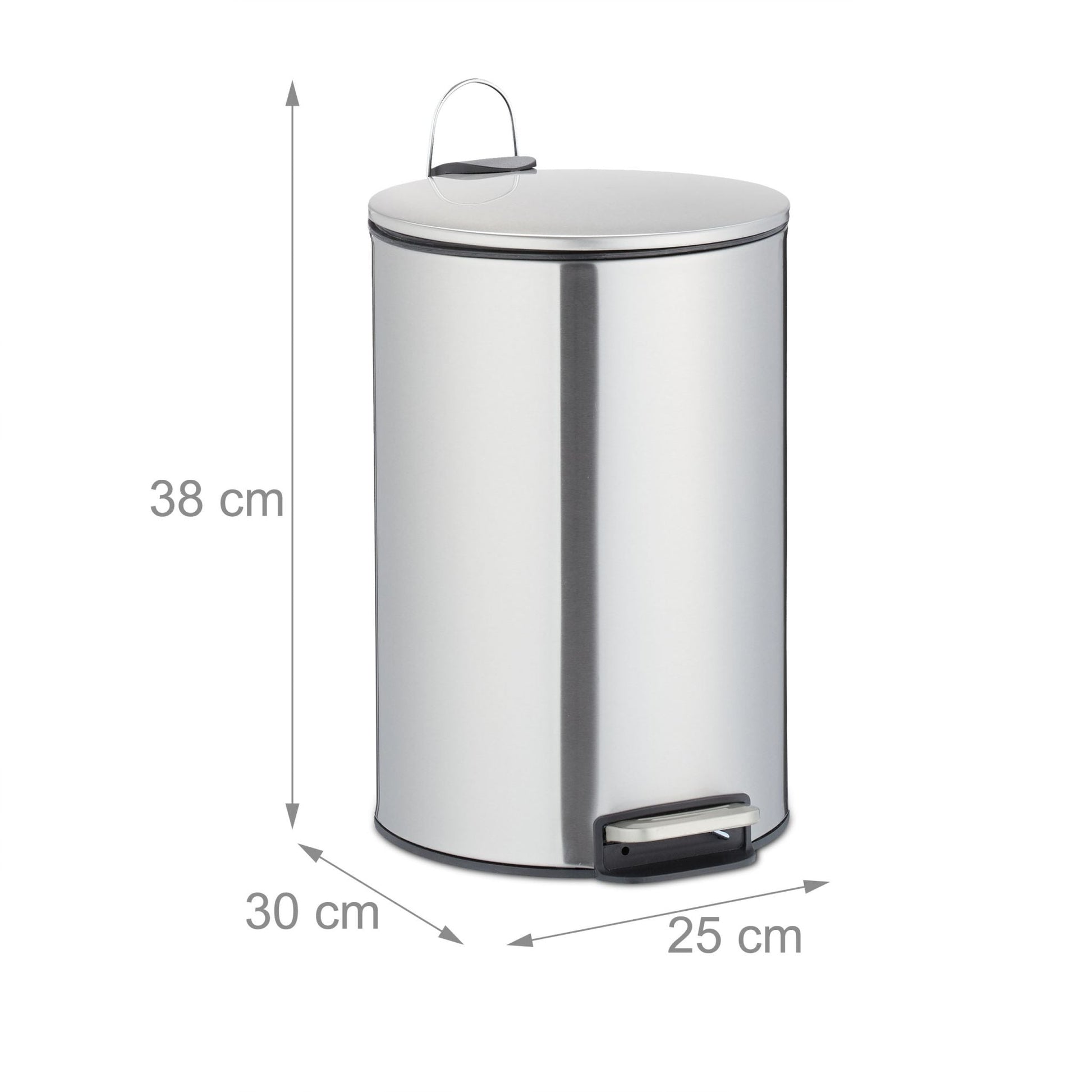 Treteimer 12L Edelstahl Schwarz-Silber von Relaxdays