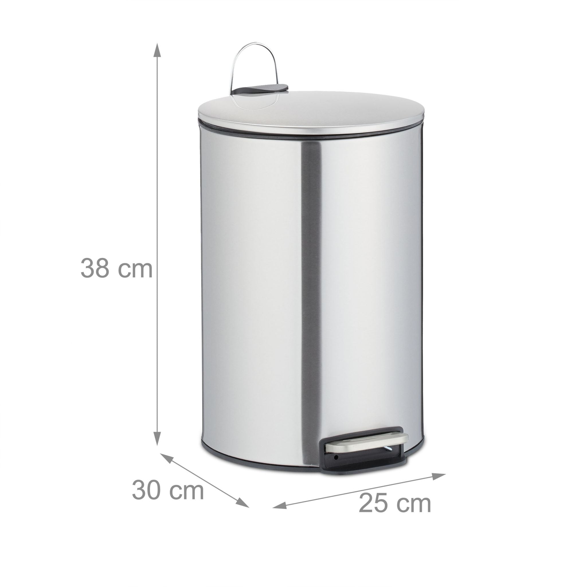 Treteimer 12L Edelstahl Schwarz-Silber von Relaxdays