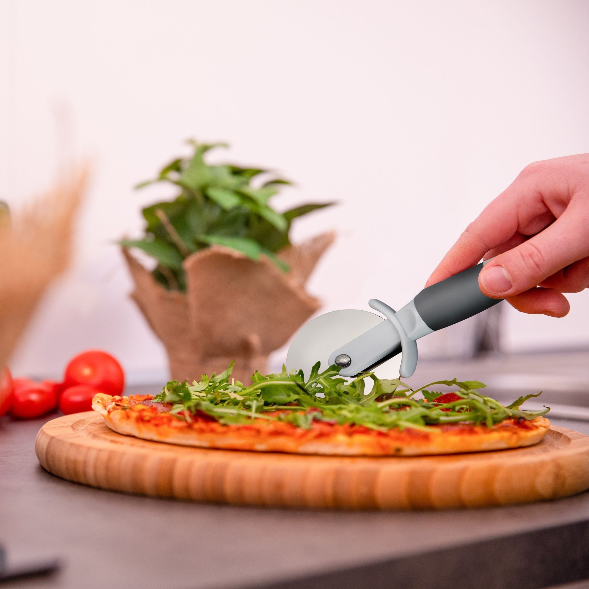 Pizzaschneider 2er-Set Anthrazit-Silber-Grau von Relaxdays