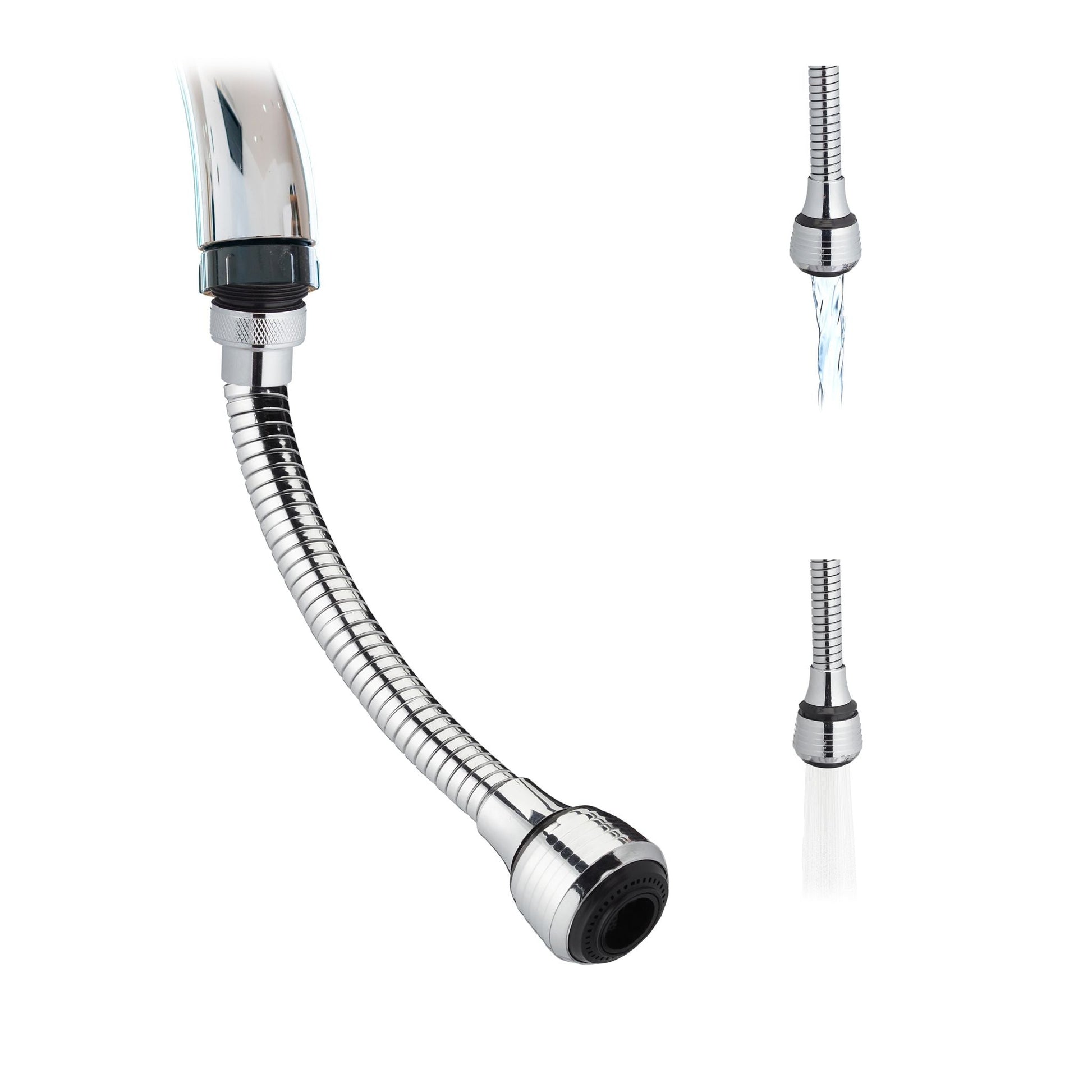 Wasserhahn Verlängerung mit 4 Gewinden Schwarz-Silber von Relaxdays