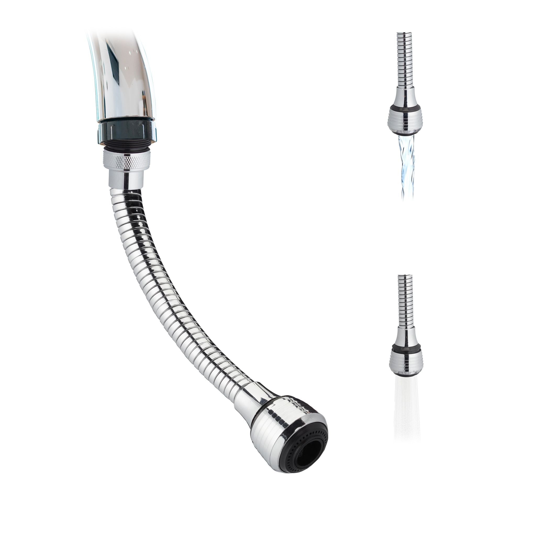 Wasserhahn Verlängerung mit 4 Gewinden Schwarz-Silber von Relaxdays