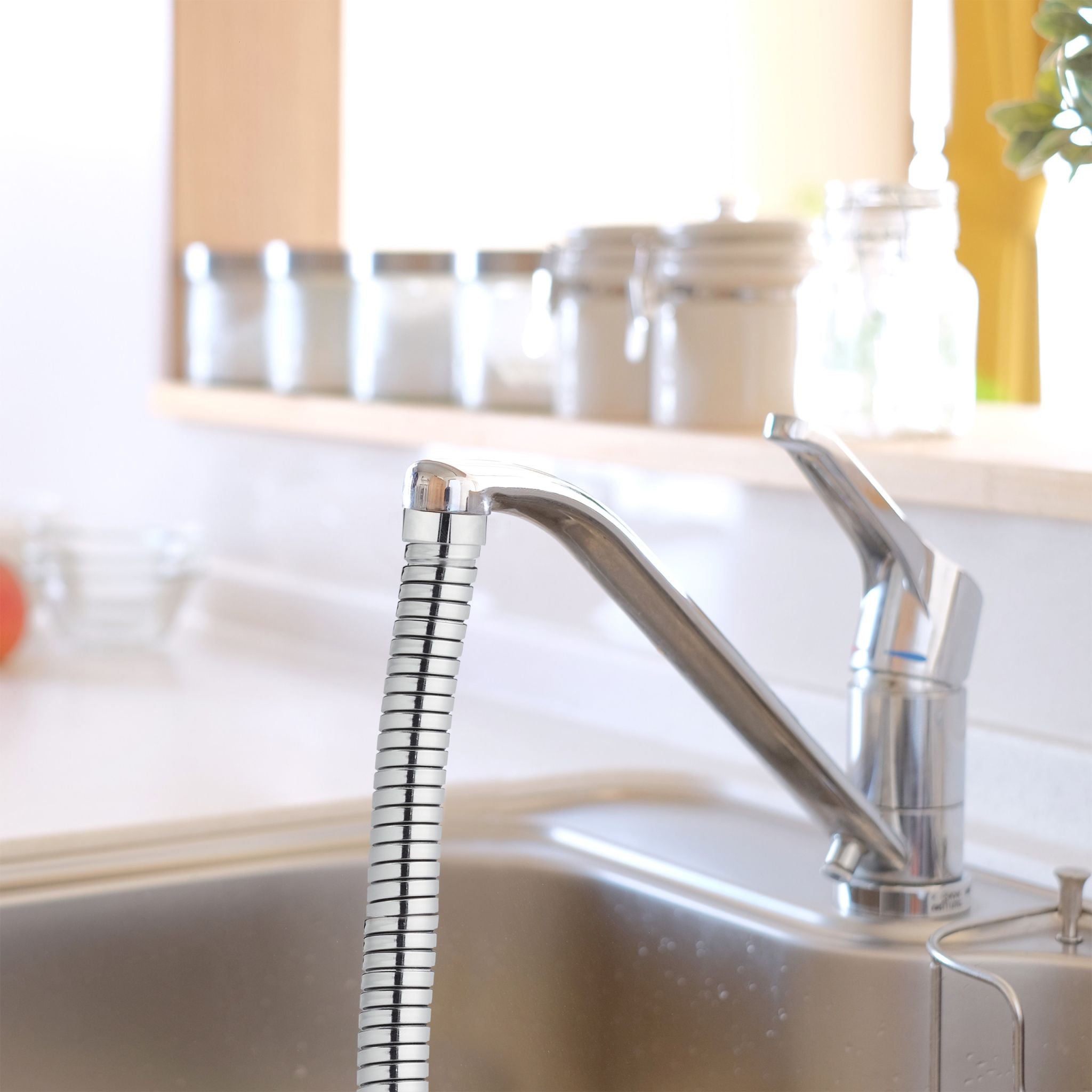Wasserhahn Verlängerung mit 4 Gewinden Schwarz-Silber von Relaxdays