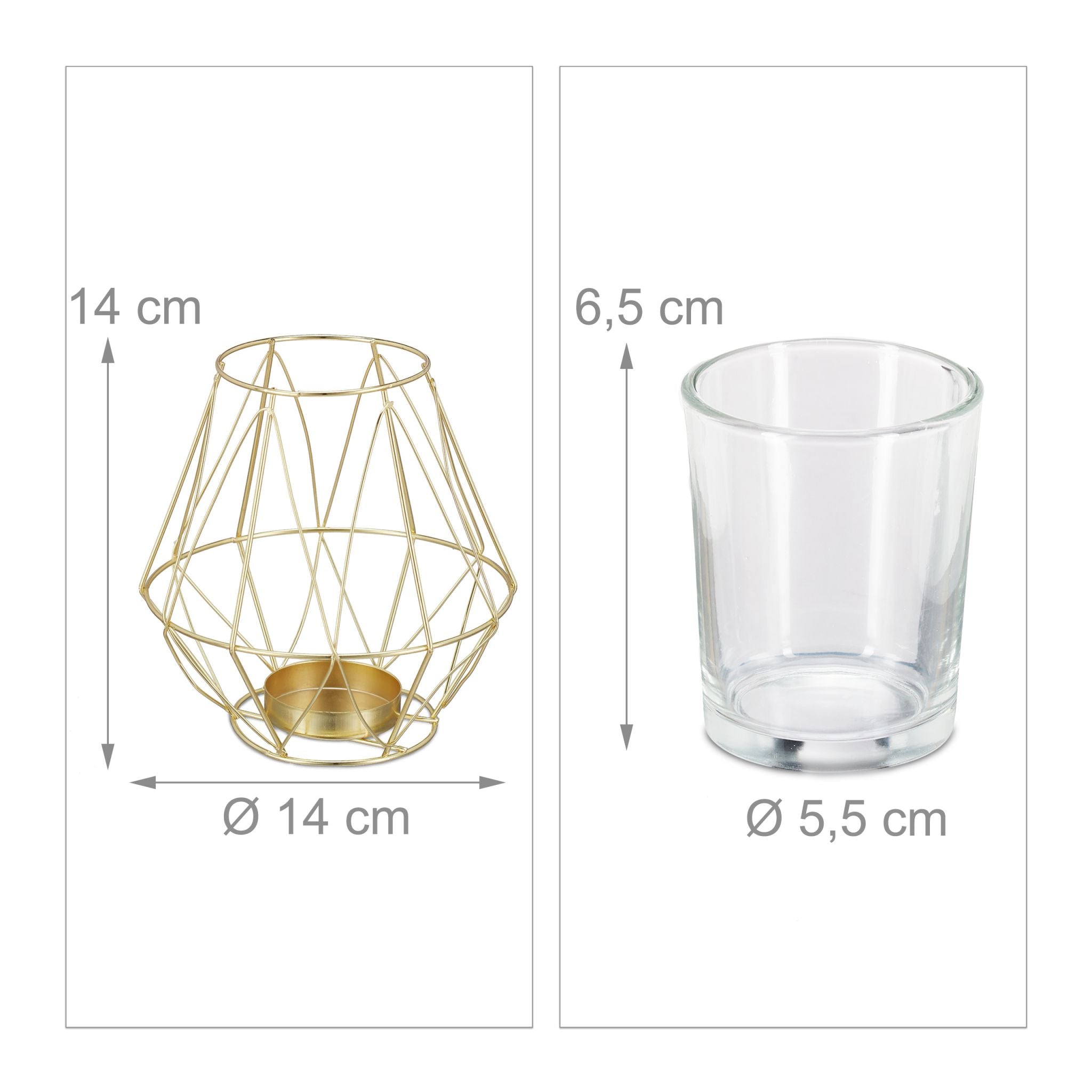 Geometrischer Teelichthalter Gold von Relaxdays