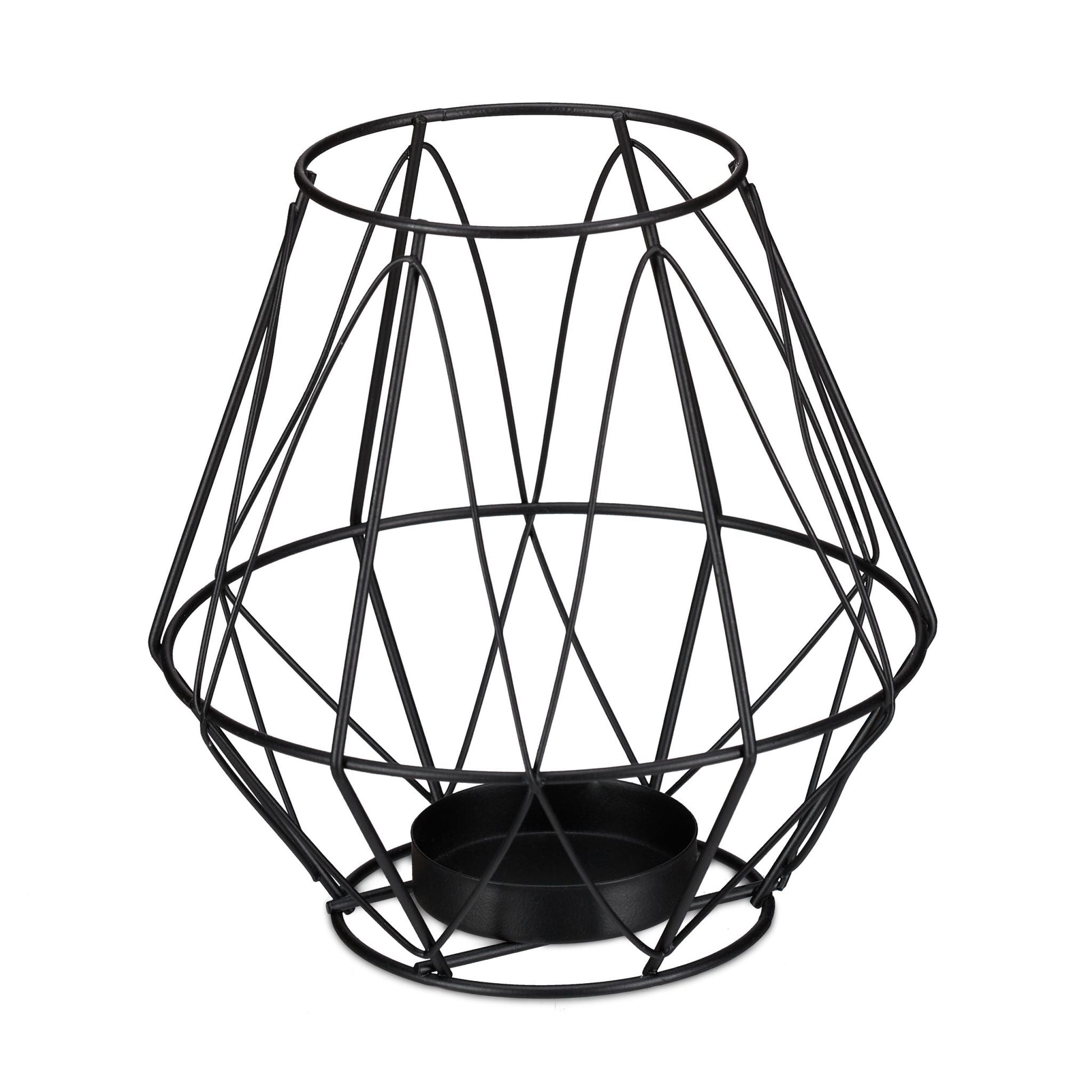 Geometrischer Teelichthalter Schwarz von Relaxdays