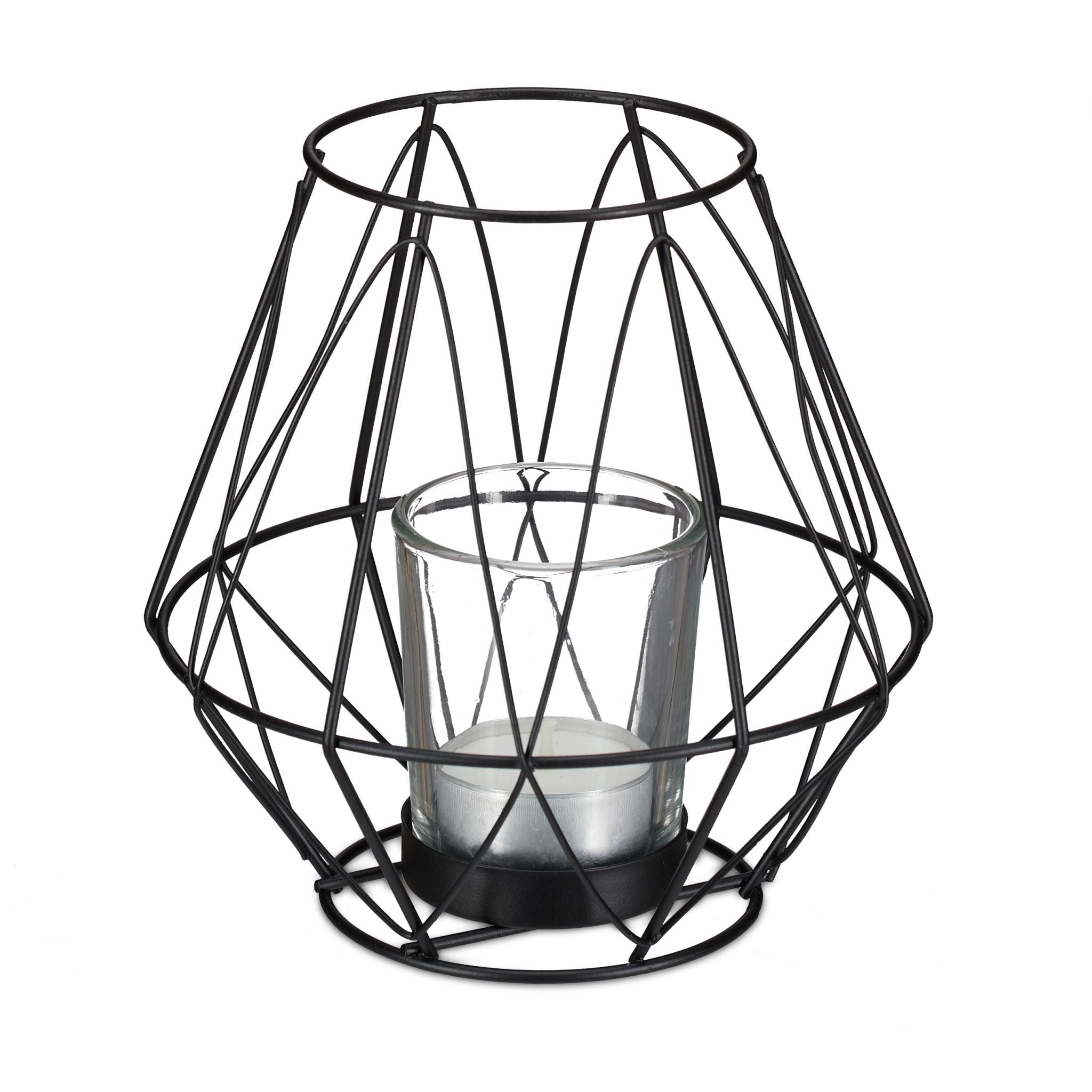 Geometrischer Teelichthalter Schwarz von Relaxdays