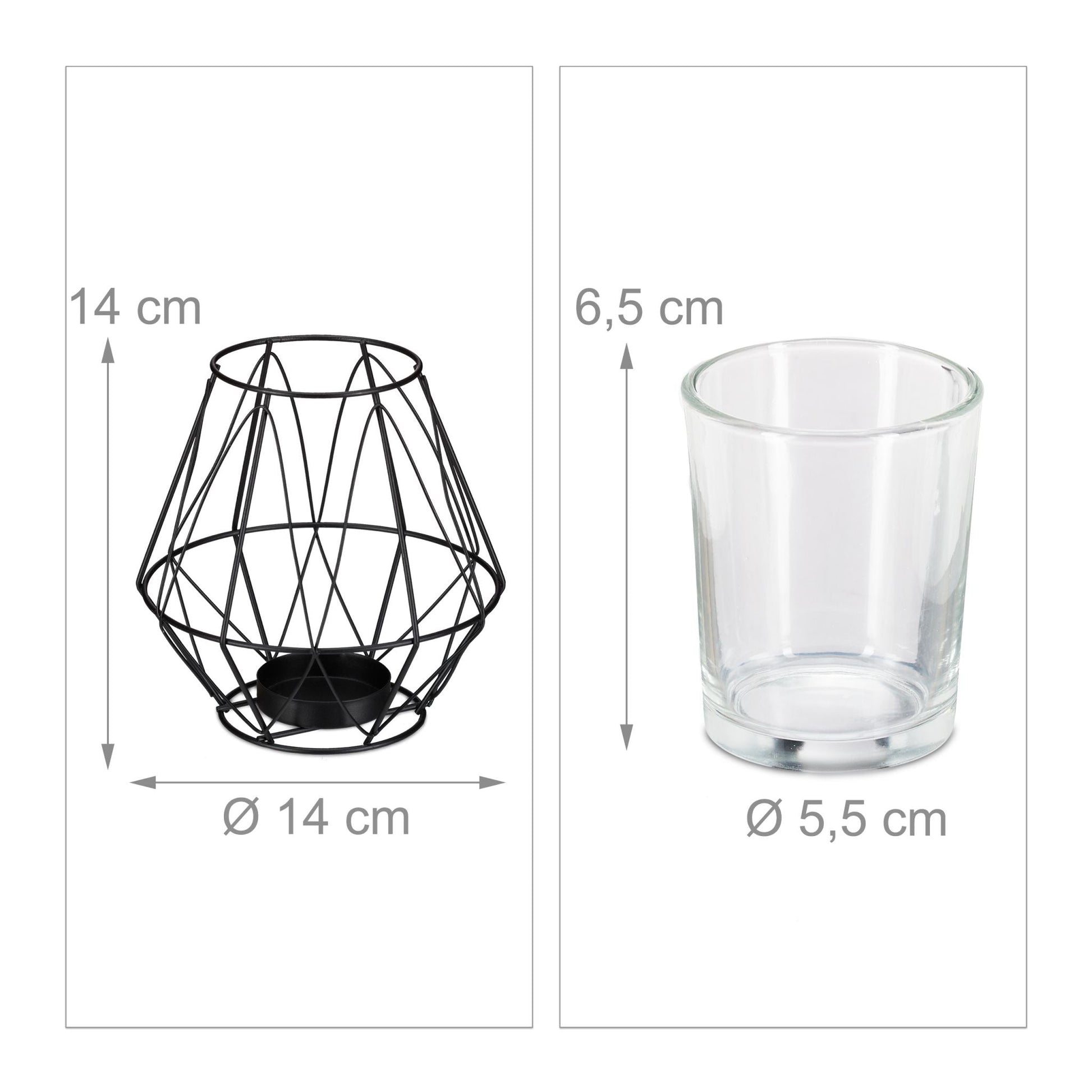 Geometrischer Teelichthalter Schwarz von Relaxdays