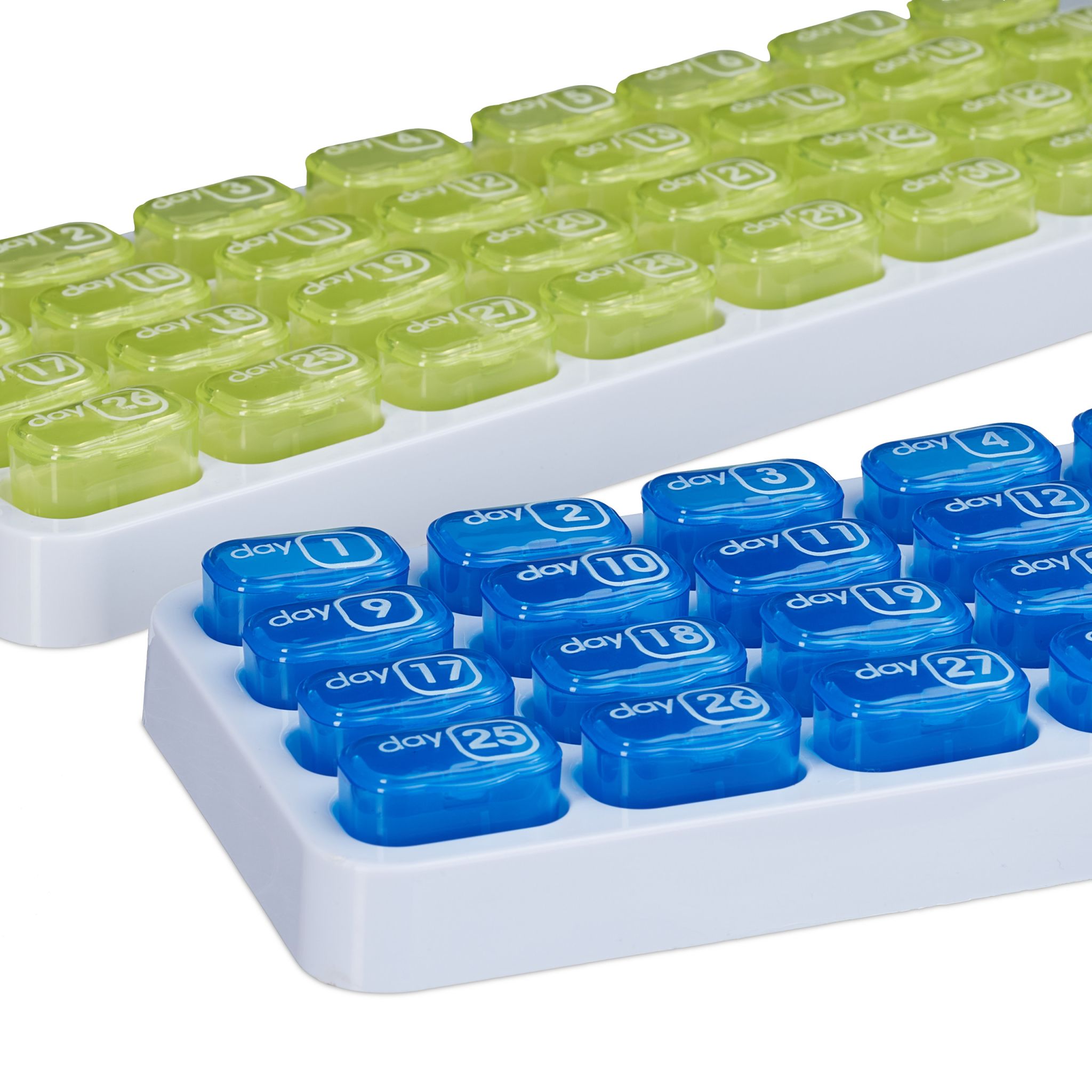 Tablettenbox Monat 2er-Set Weiss-Blau-Grün von Relaxdays