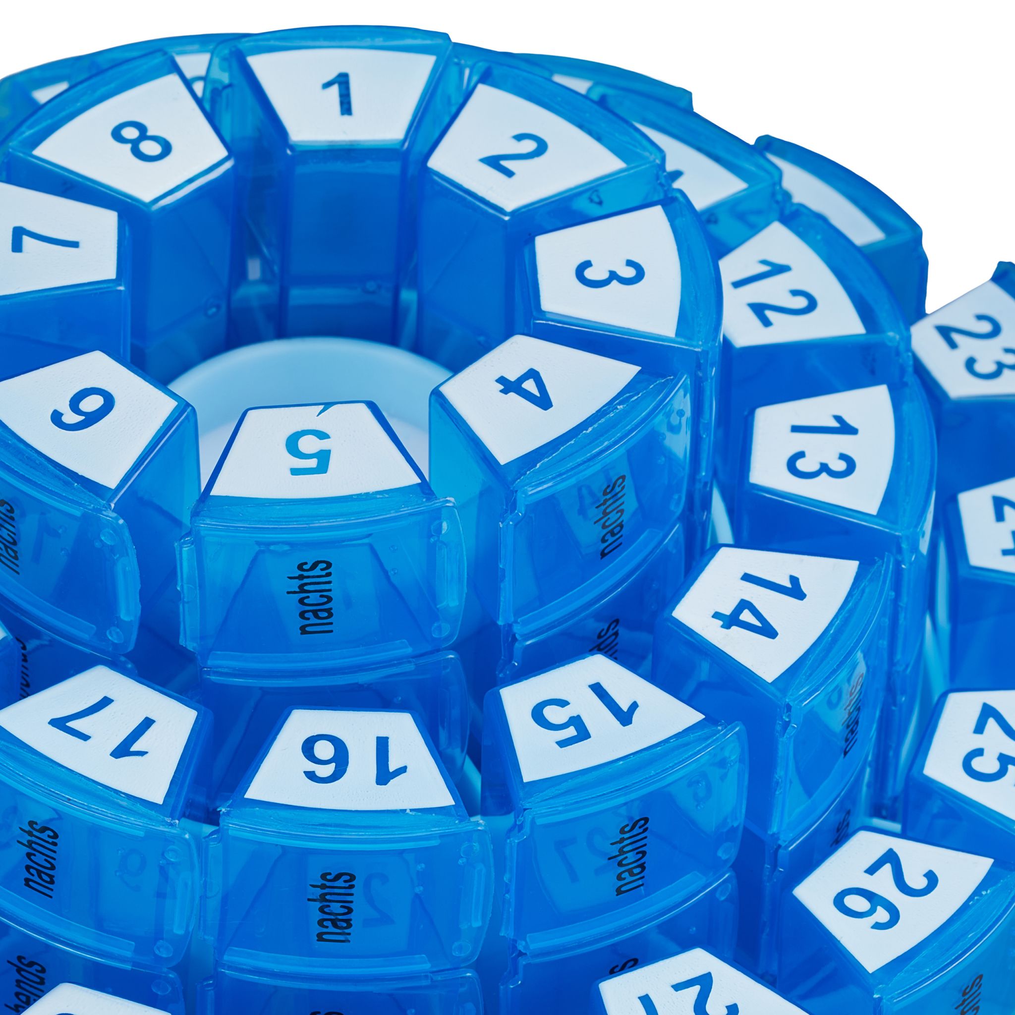 Tablettenbox für 1 Monat Weiss-Blau von Relaxdays
