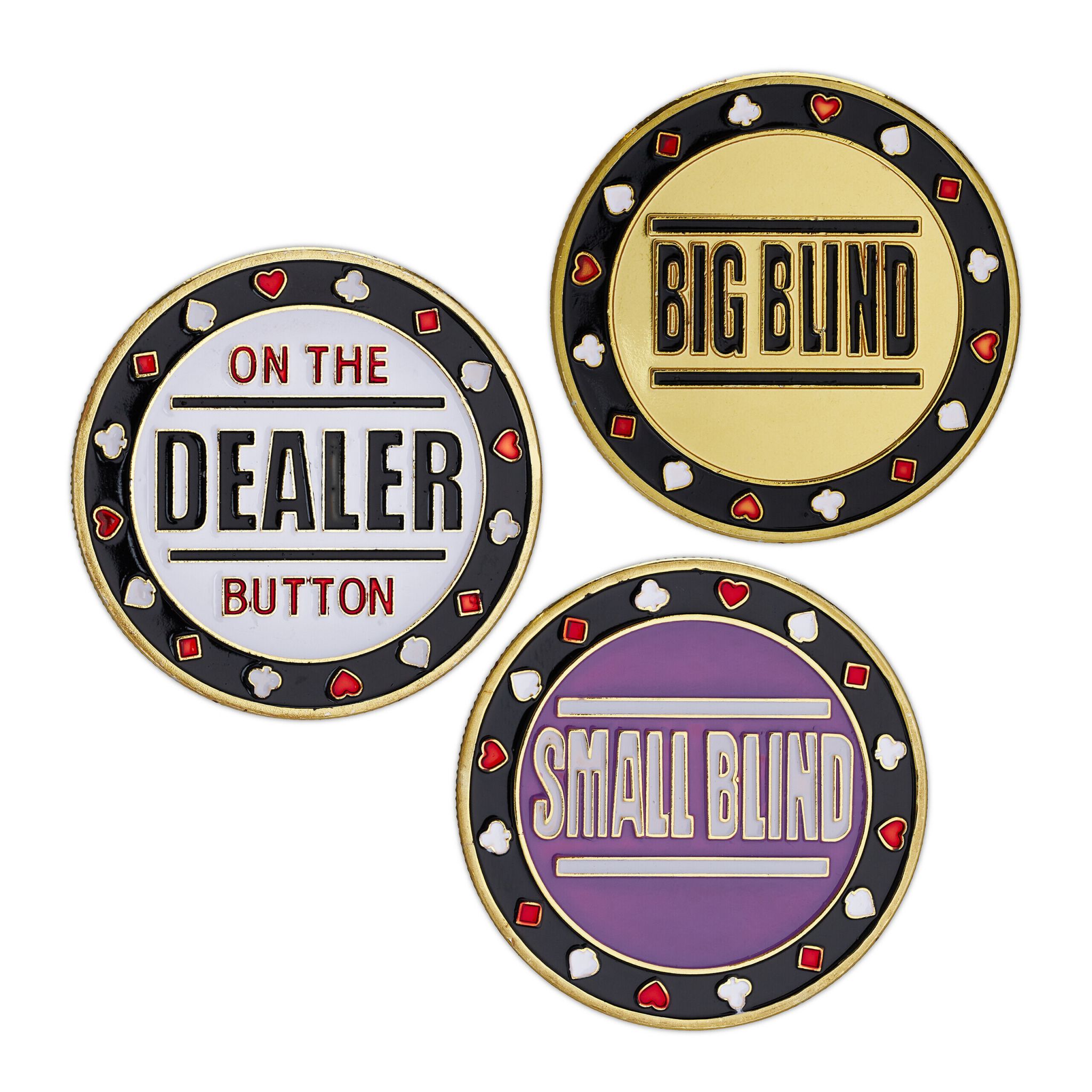 Poker Button Set Metall Weiss-Gold-Lila von Relaxdays