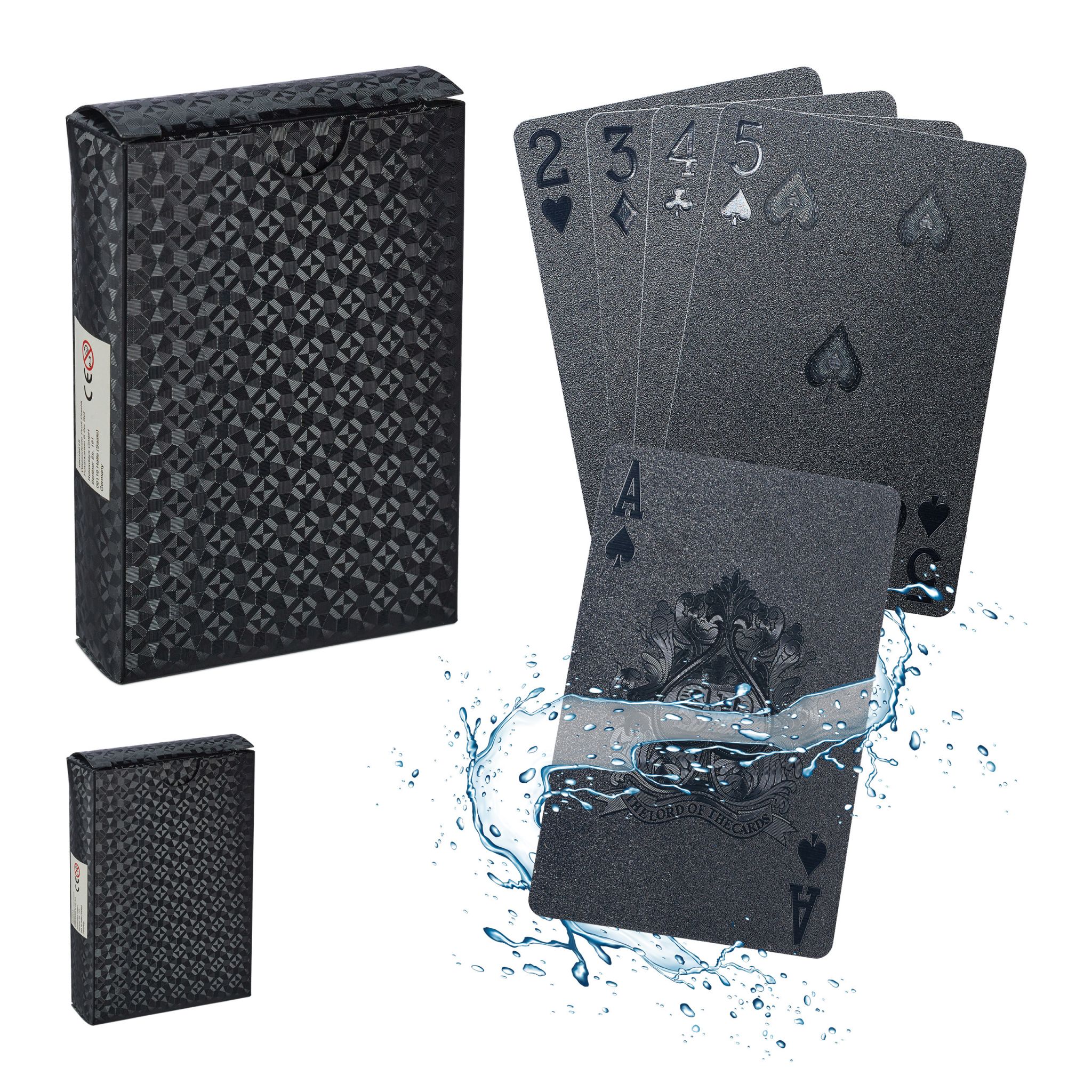 Wasserfeste Pokerkarten 2 Decks Schwarz