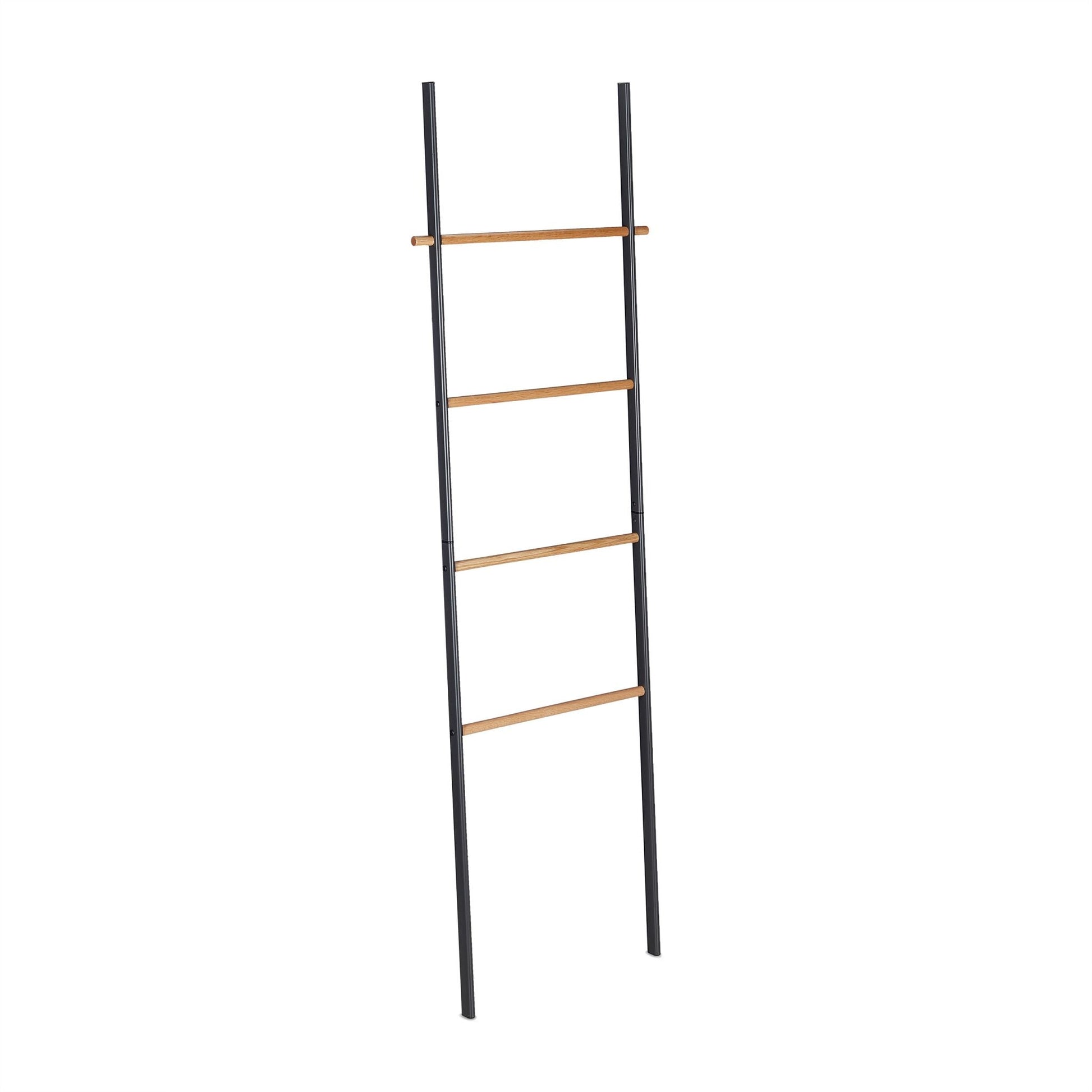 Handtuchleiter Holz & Metall Anthrazit-Hellbraun von Relaxdays