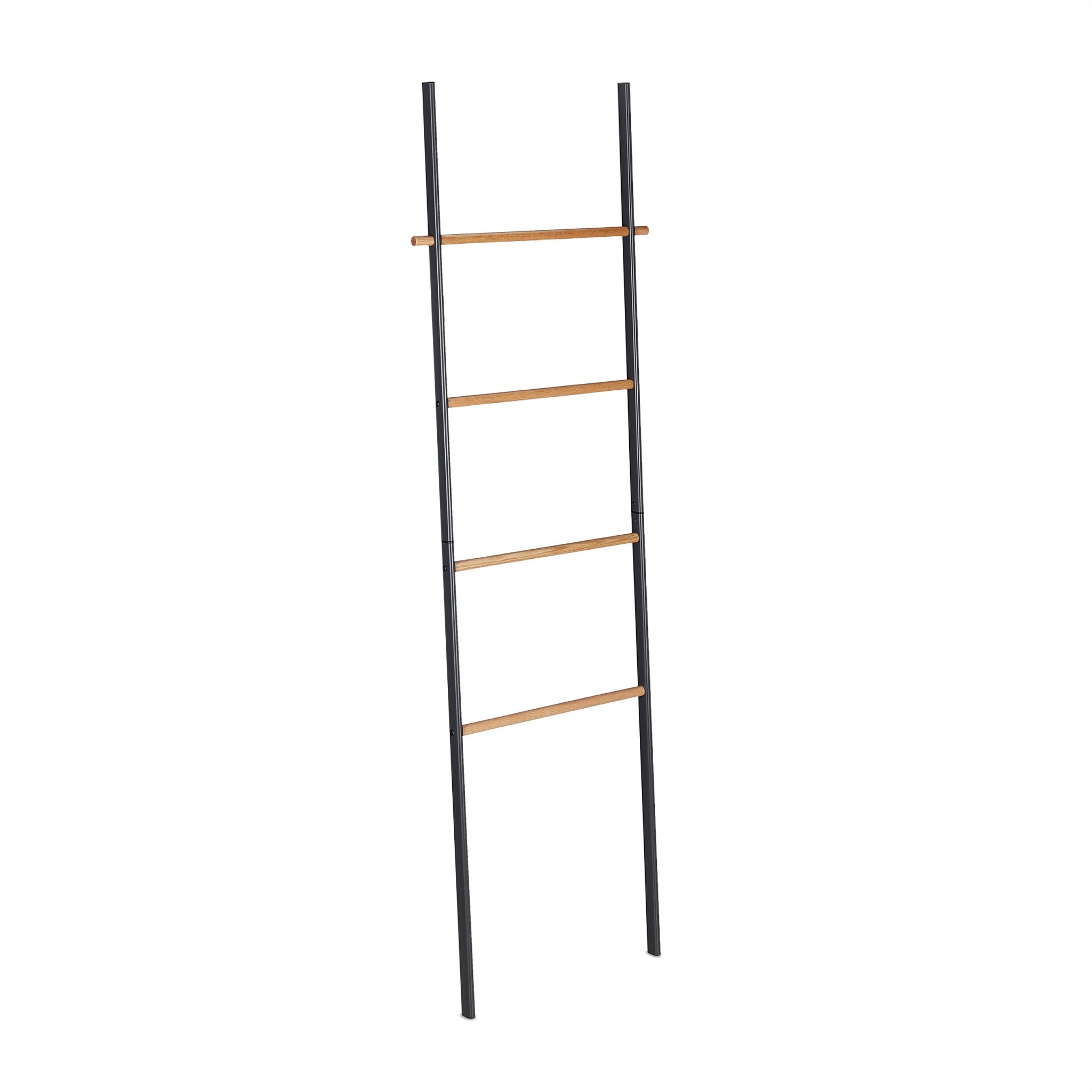 Handtuchleiter Holz & Metall Anthrazit-Hellbraun von Relaxdays