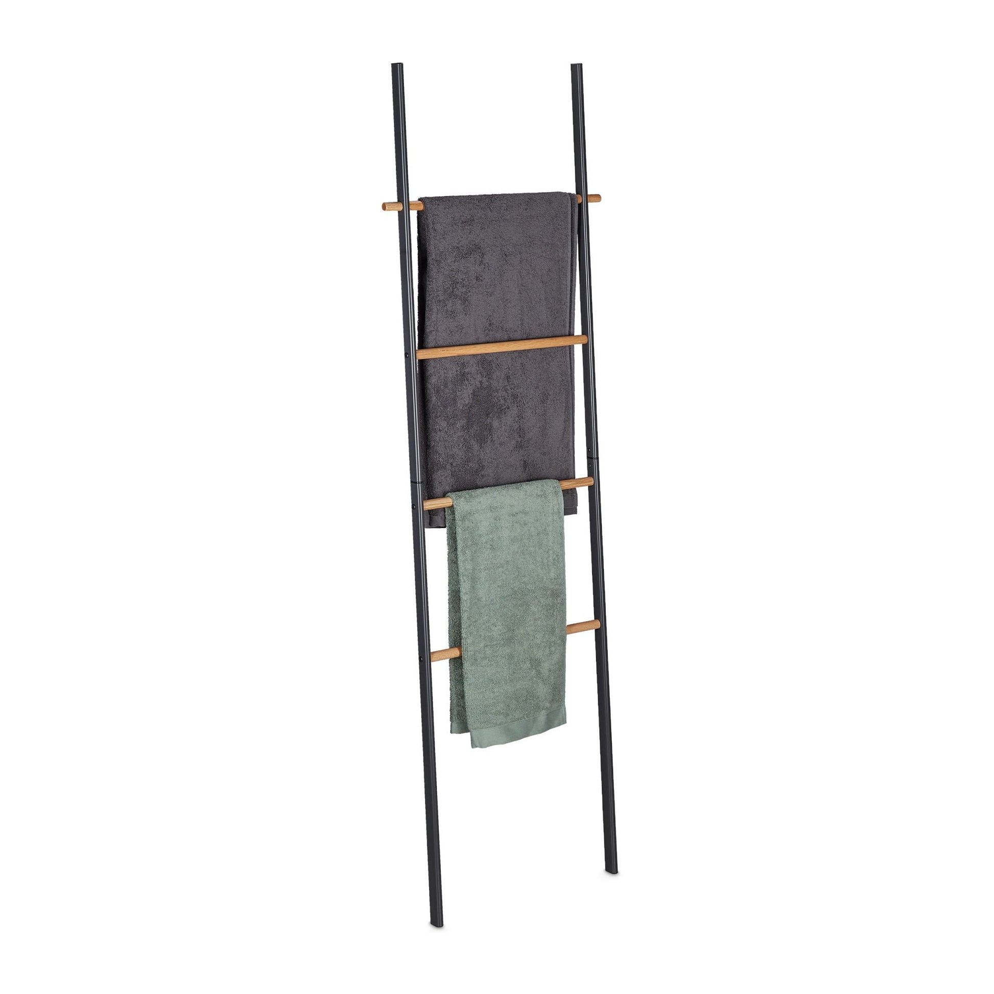 Handtuchleiter Holz & Metall Anthrazit-Hellbraun von Relaxdays