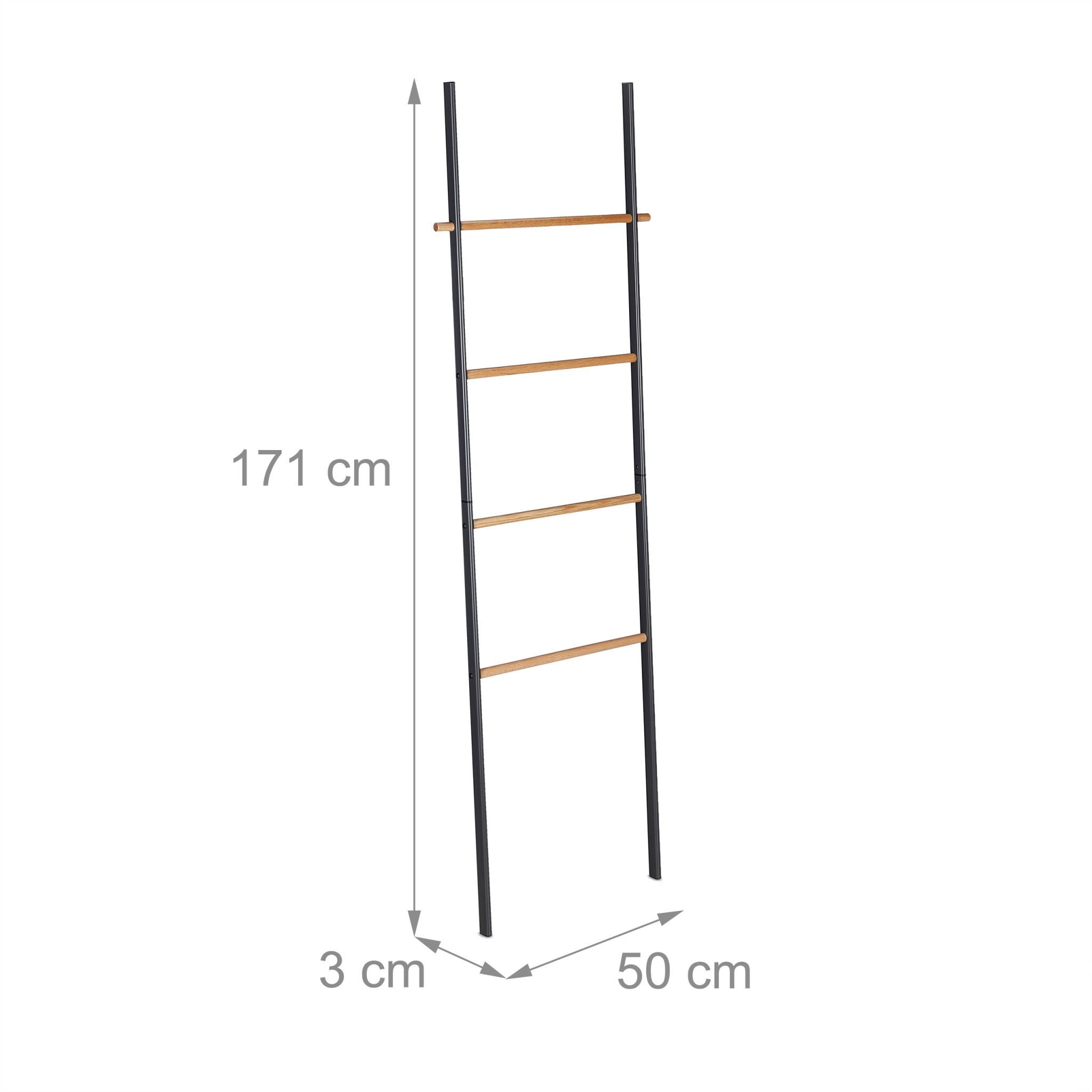 Handtuchleiter Holz & Metall Anthrazit-Hellbraun von Relaxdays