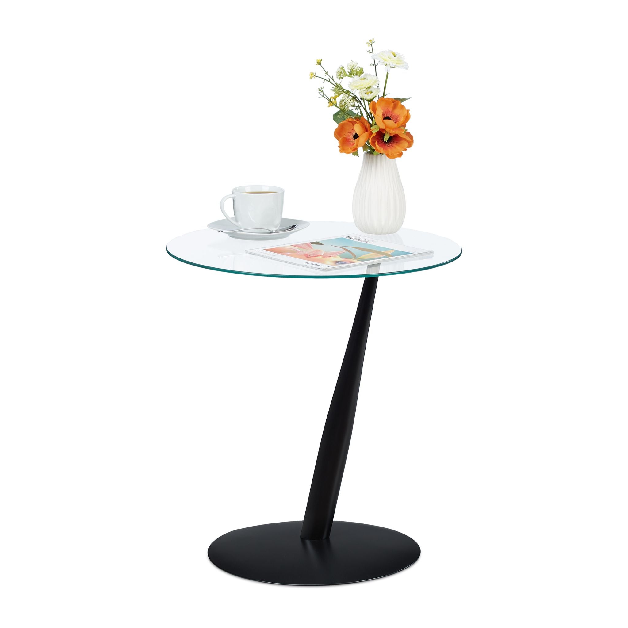 Beistelltisch Glas Schwarz-Transparent von Relaxdays