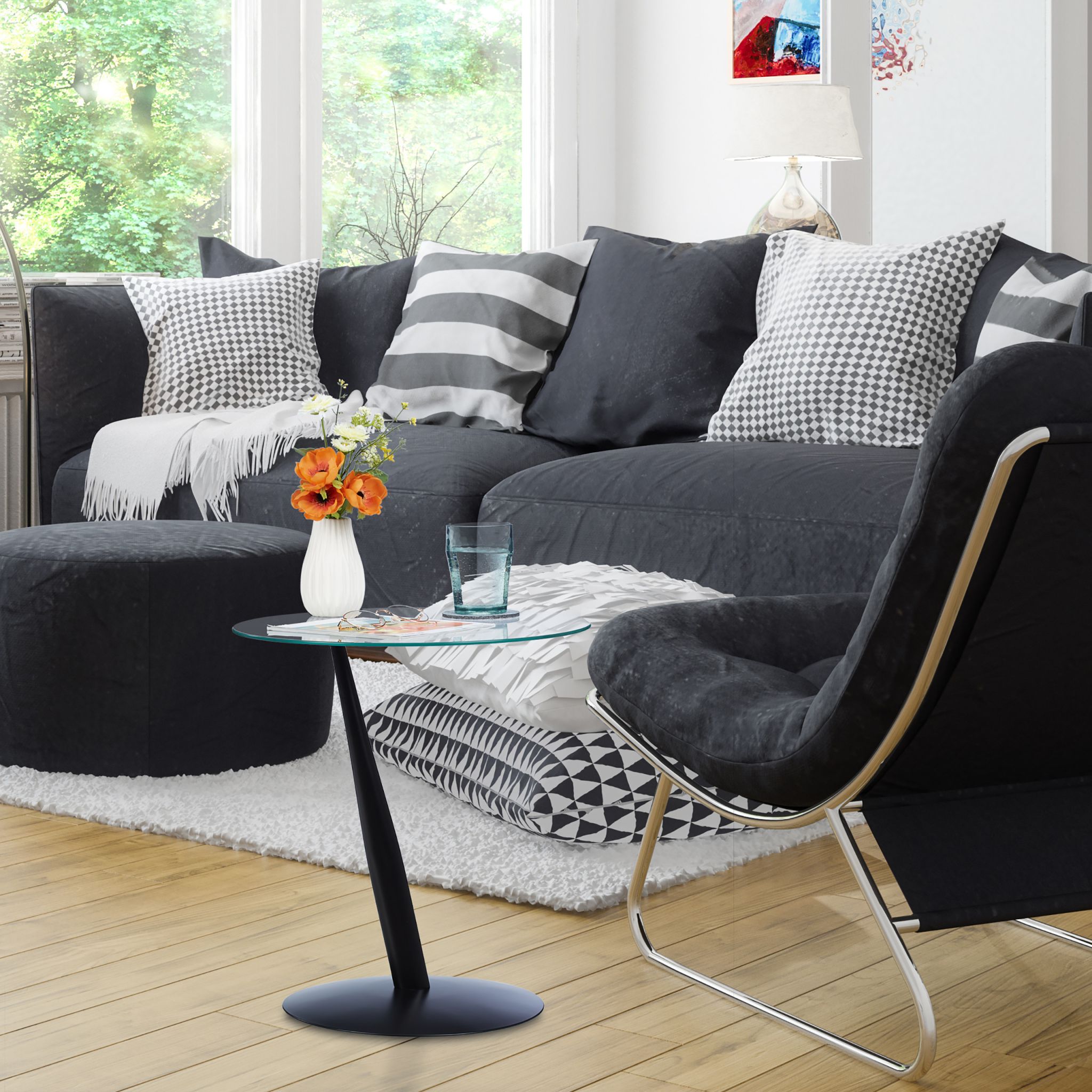 Beistelltisch Glas Schwarz-Transparent von Relaxdays