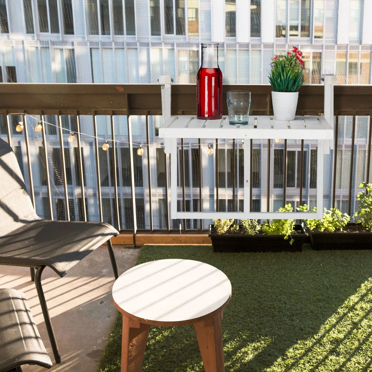Holz Balkontisch klappbar Weiss von Relaxdays