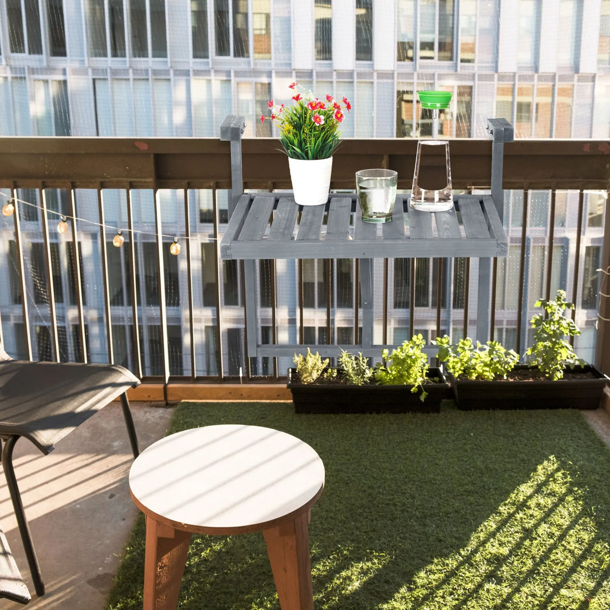Balkon Hängetisch in Grau Grau von Relaxdays