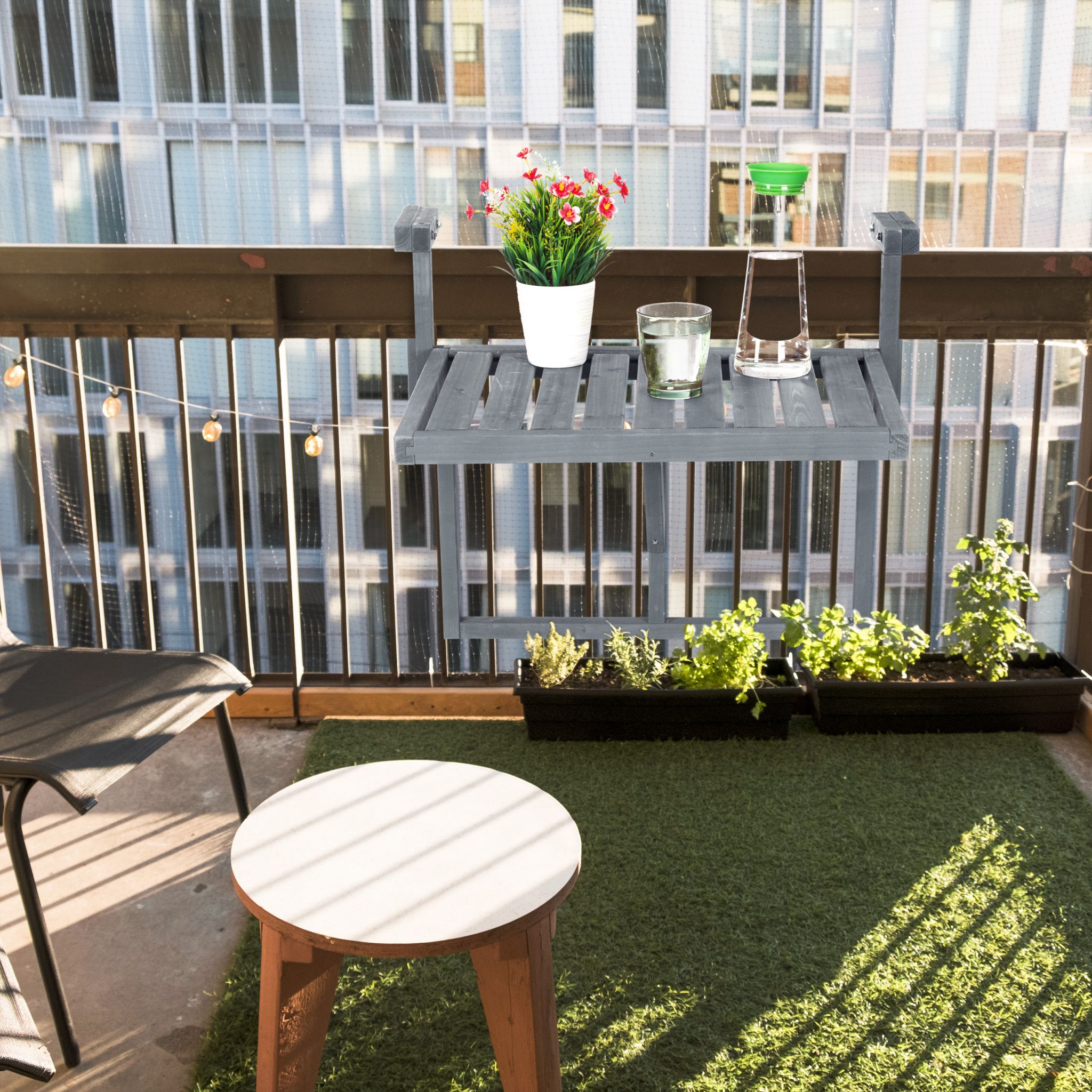 Balkon Hängetisch in Grau Grau von Relaxdays