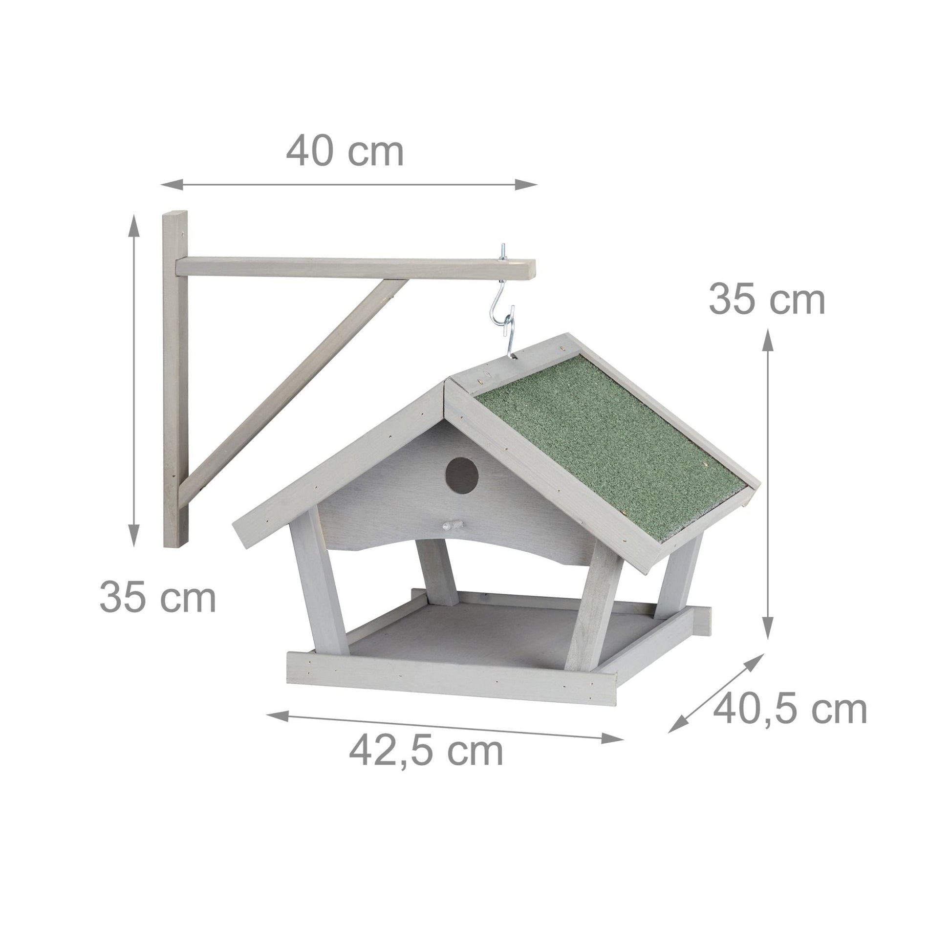 Graues Vogelfutterhaus zur Wandmontage Dunkelgrün-Grau von Relaxdays