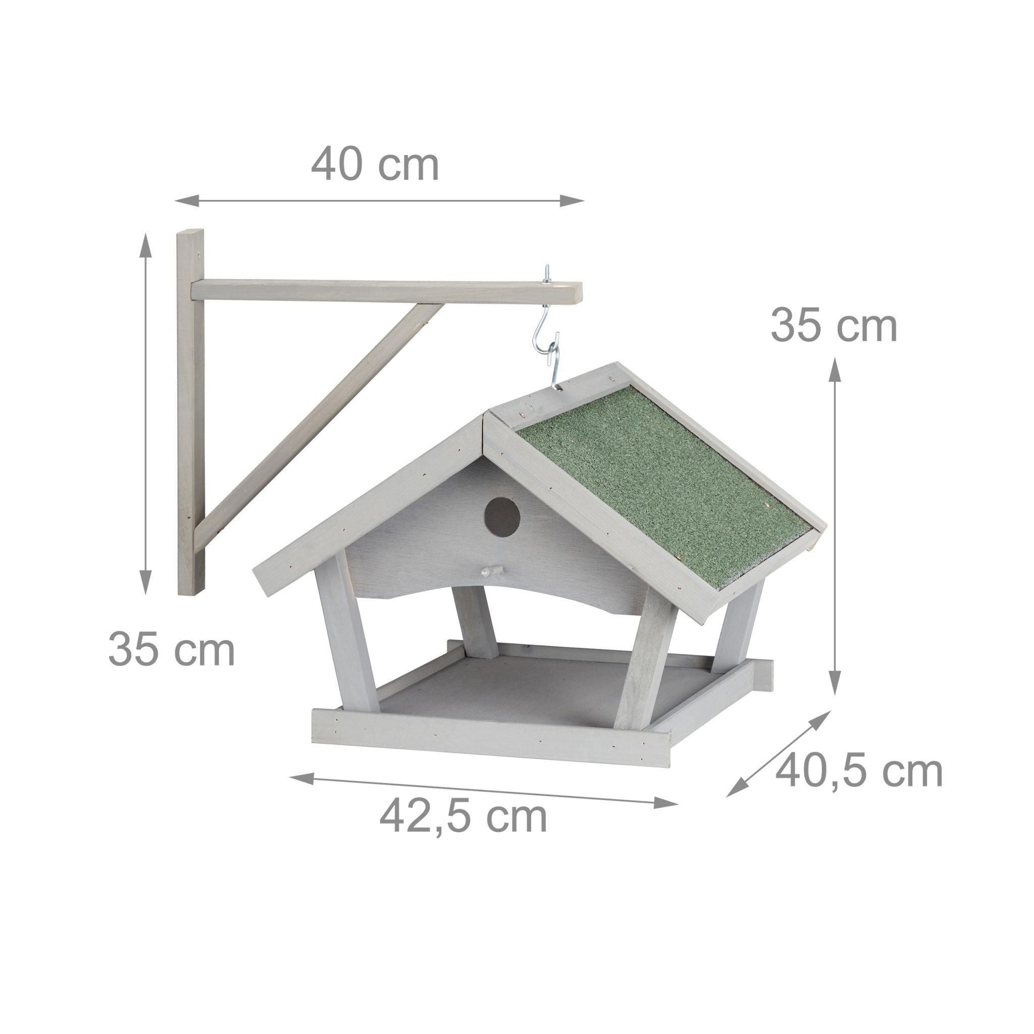 Graues Vogelfutterhaus zur Wandmontage Dunkelgrün-Grau von Relaxdays