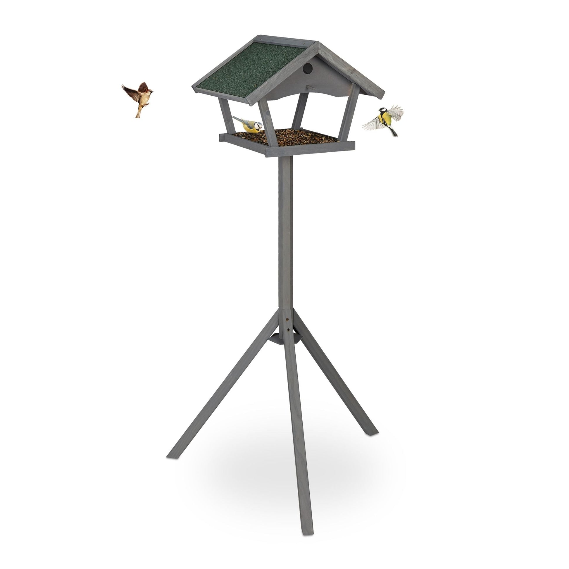 XXL Vogelfutterhaus mit Ständer Dunkelgrün-Grau von Relaxdays