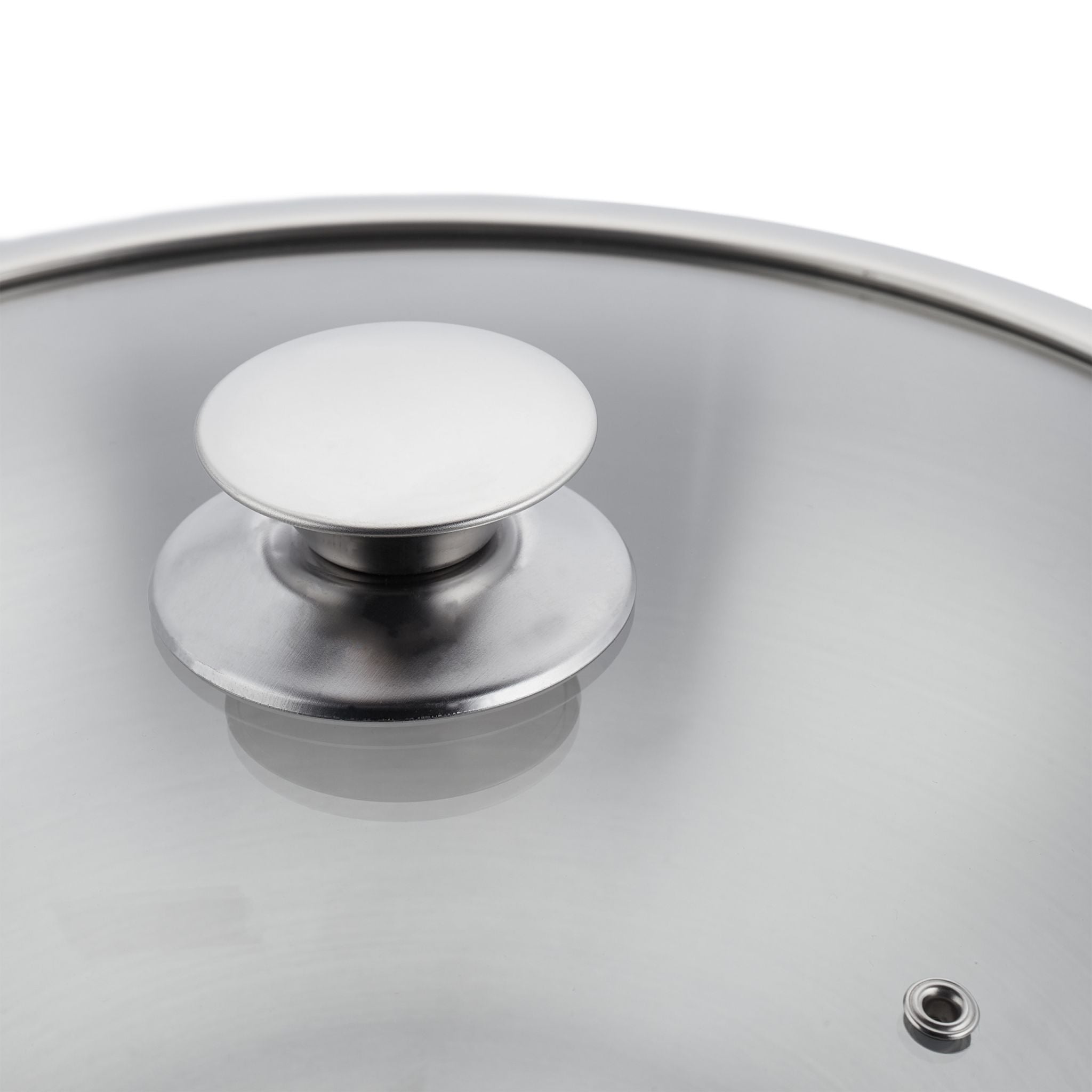 Edelstahl Wok mit Glasdeckel Silber-Transparent