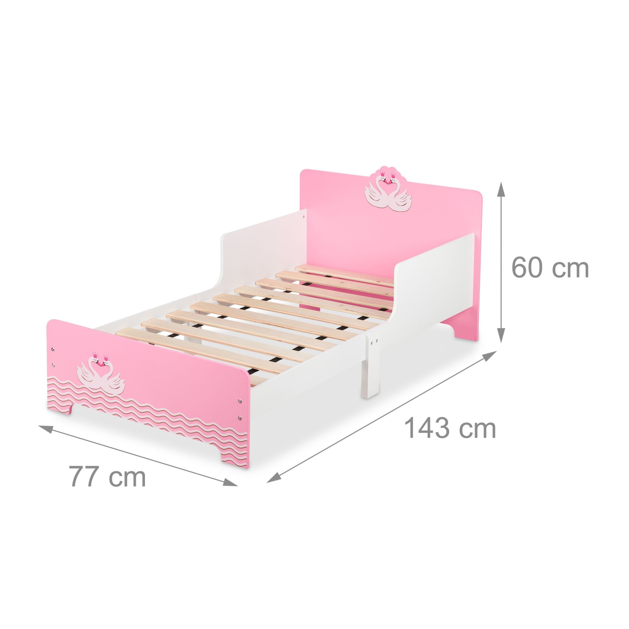 Kinderbett Schwan Weiss-Hellbraun-Rosa von Relaxdays