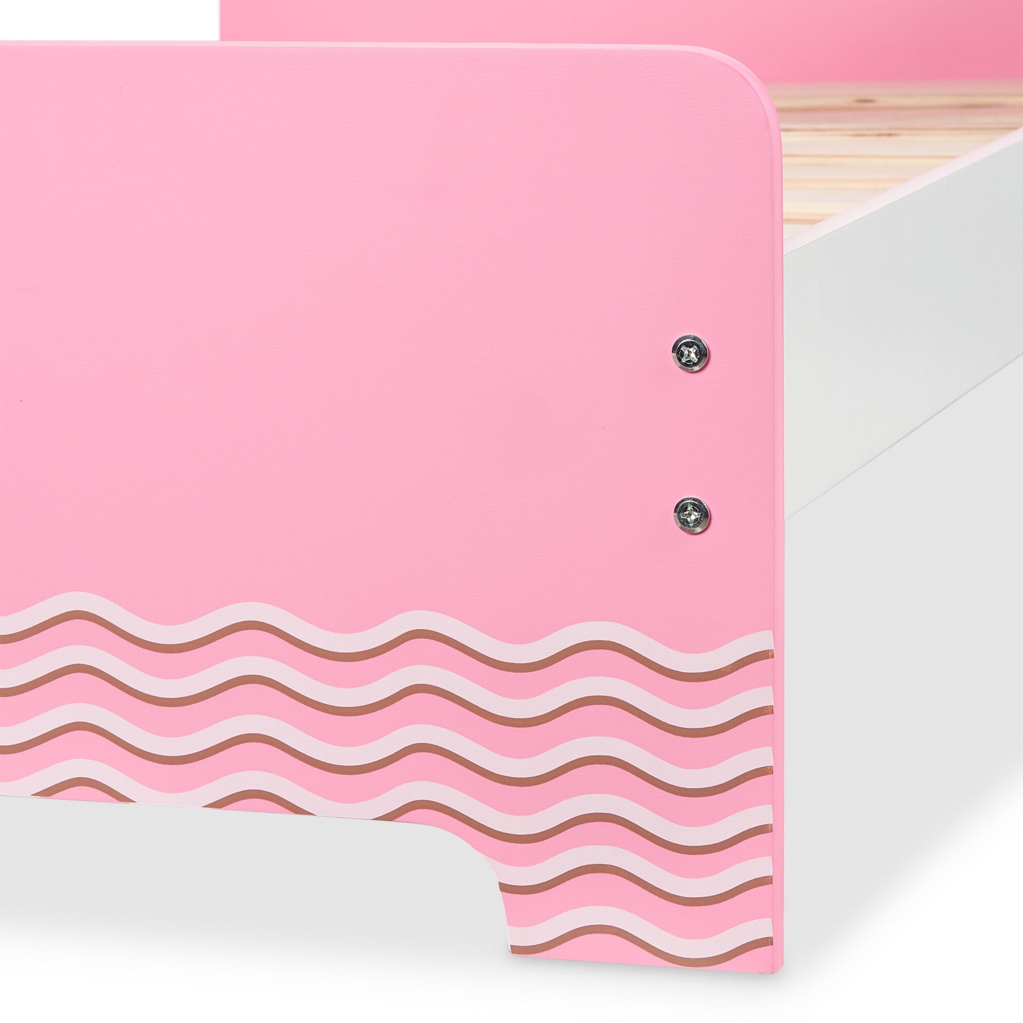 Kinderbett Schwan Weiss-Hellbraun-Rosa von Relaxdays