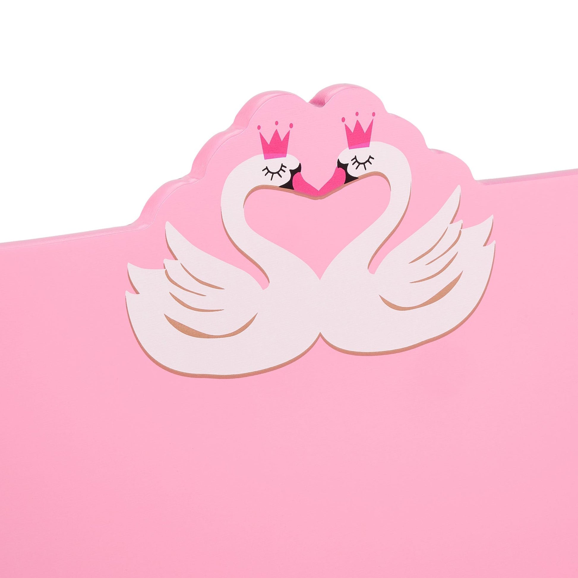 Kinderbett Schwan Weiss-Hellbraun-Rosa von Relaxdays